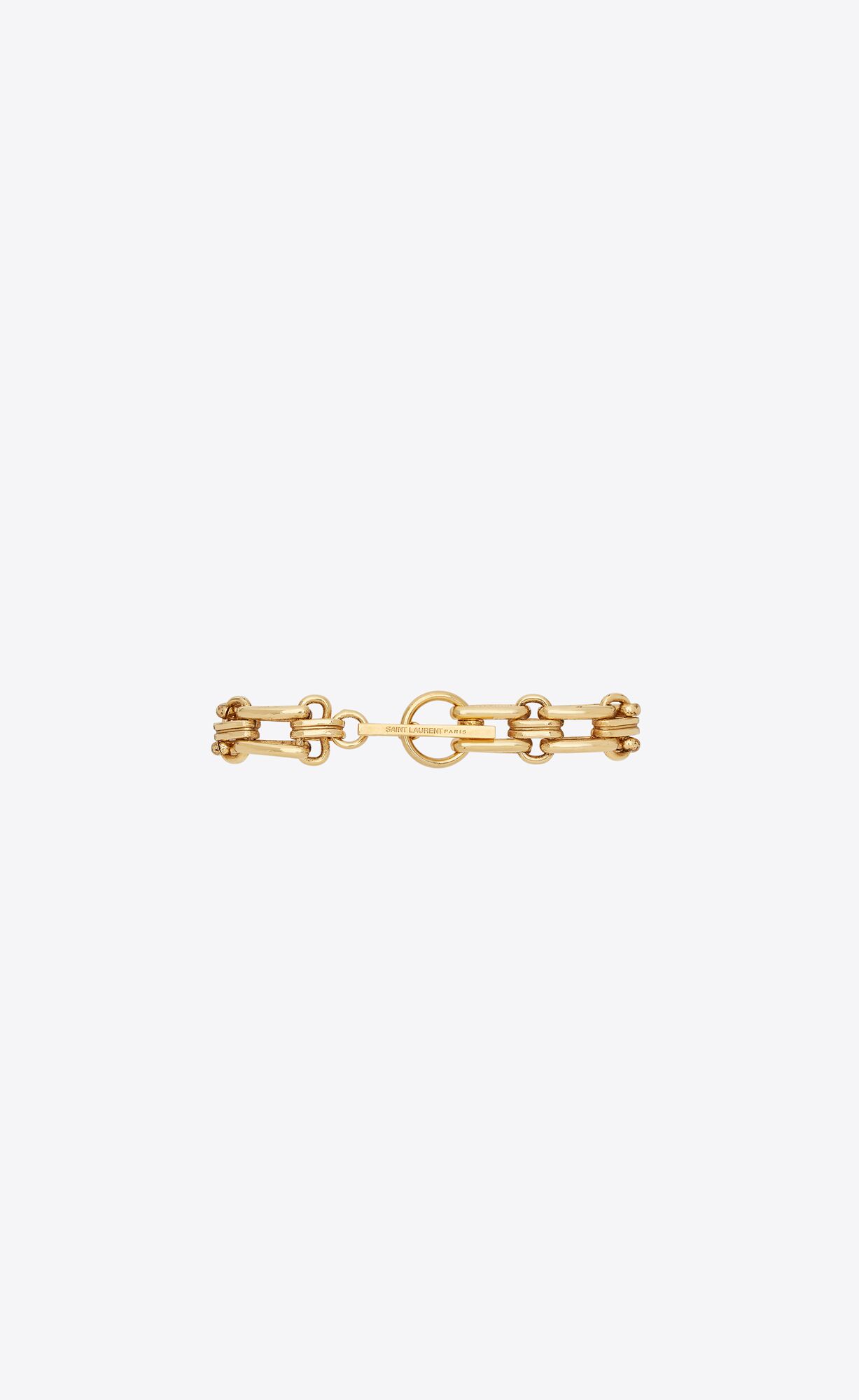 YSL Large Vintage Knitted Chain Bracelet In Metal Brass Gold | 6374185-CI