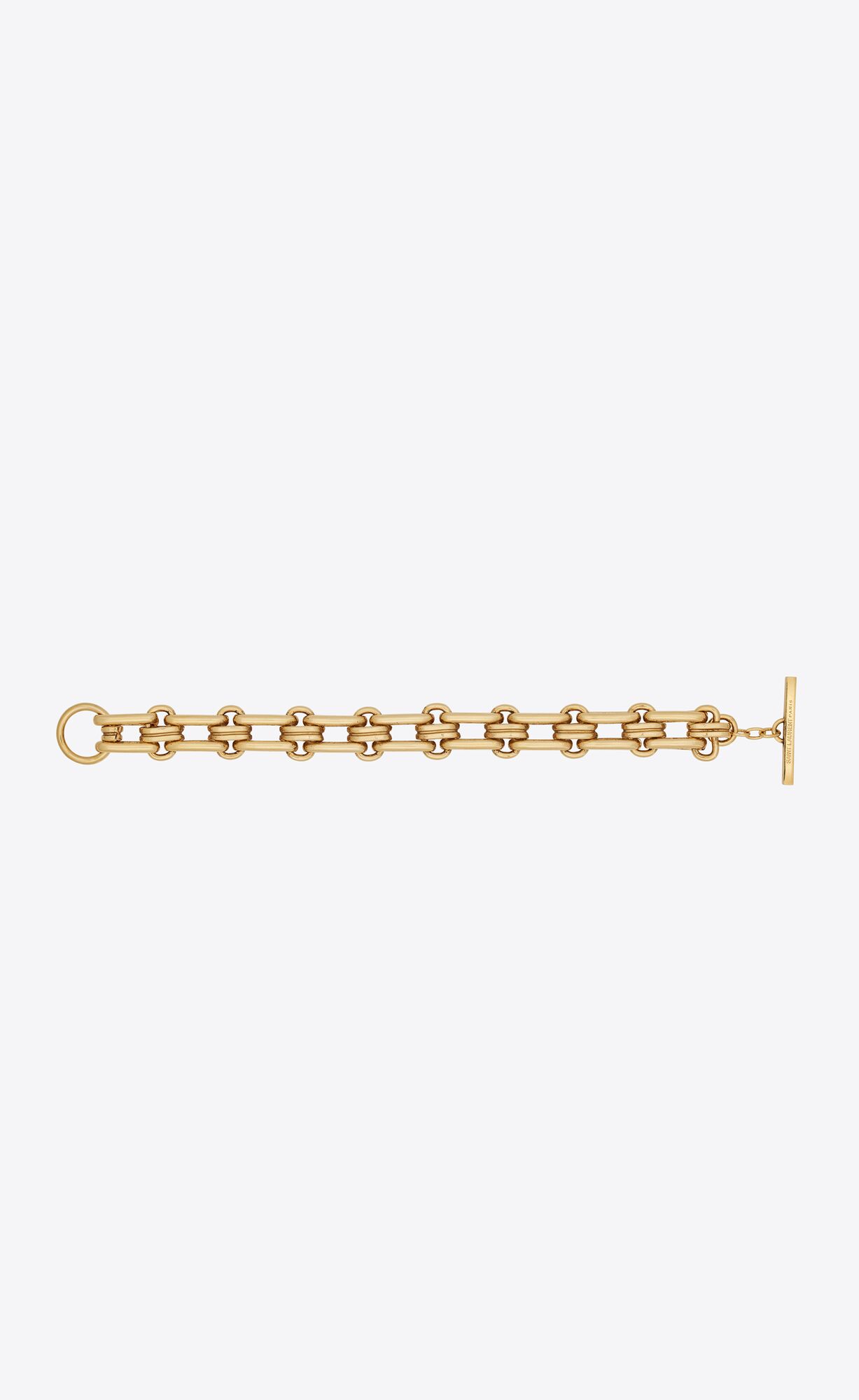 YSL Large Vintage Knitted Chain Bracelet In Metal Brass Gold | 6374185-CI