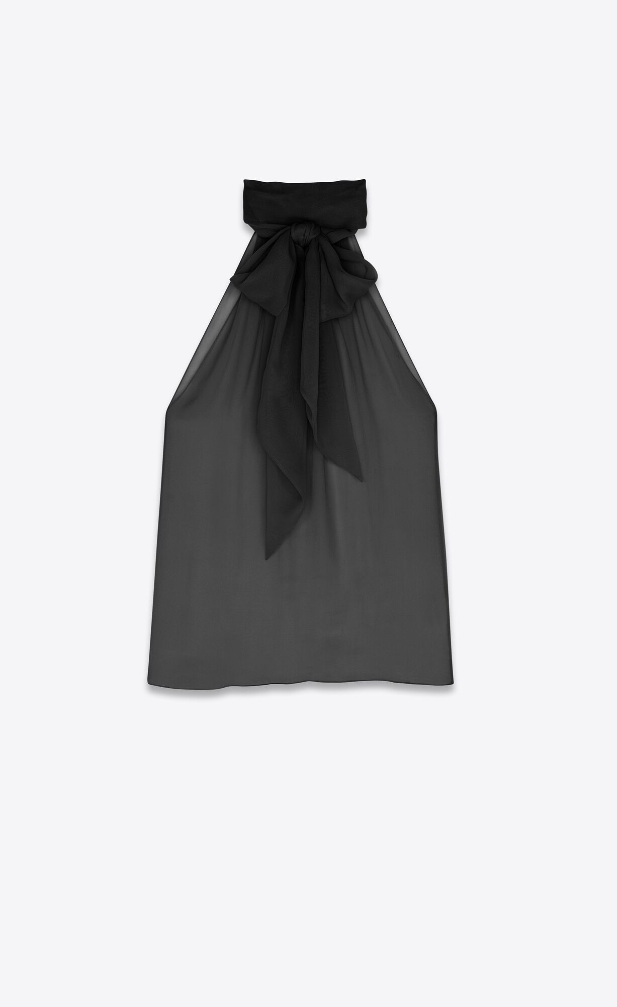 YSL Lavallière-neck Blouse In Crepe Muslin Noir | 4708932-AG