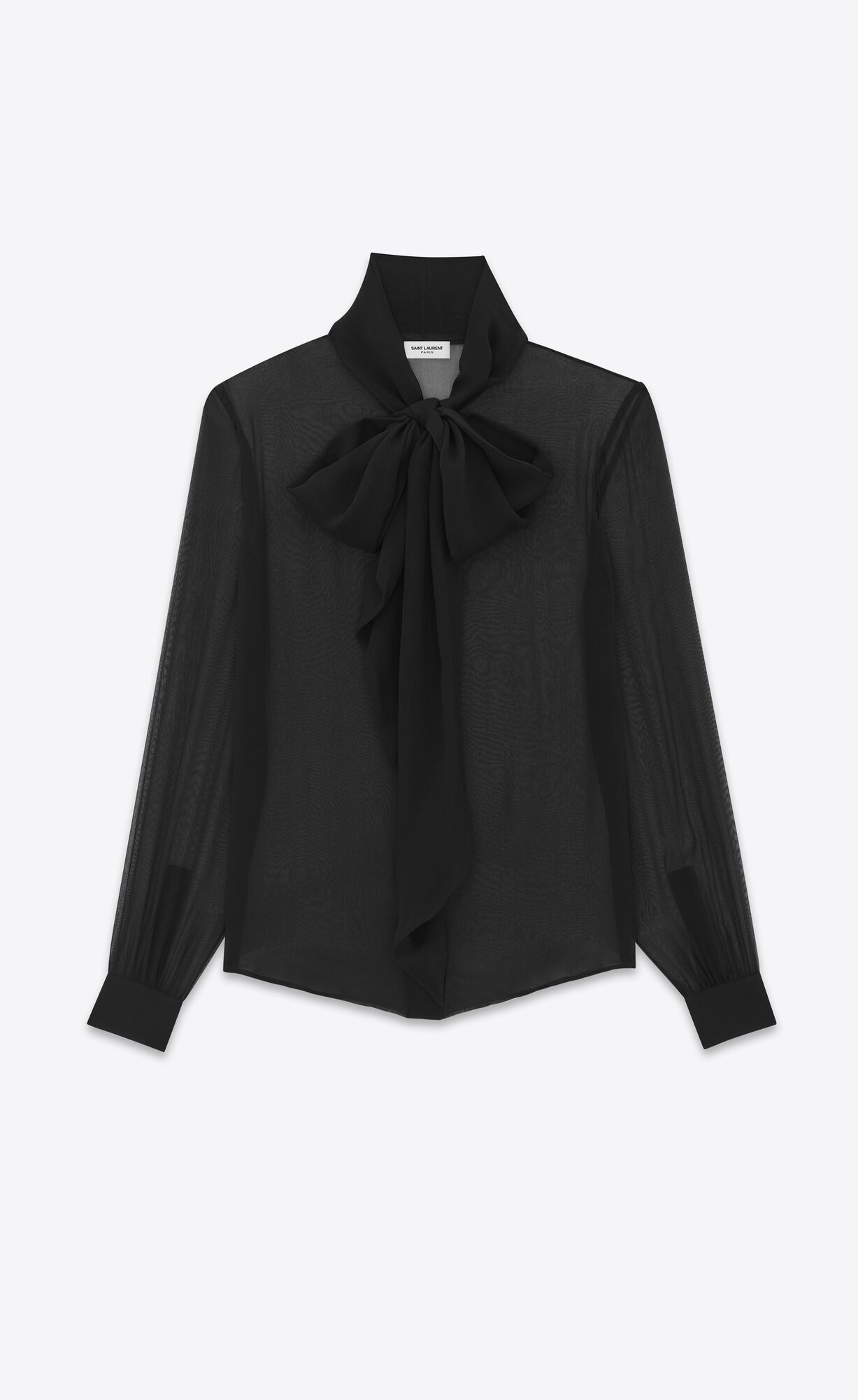 YSL Lavallière-neck Shirt In Crepe Muslin Black | 3207986-XB
