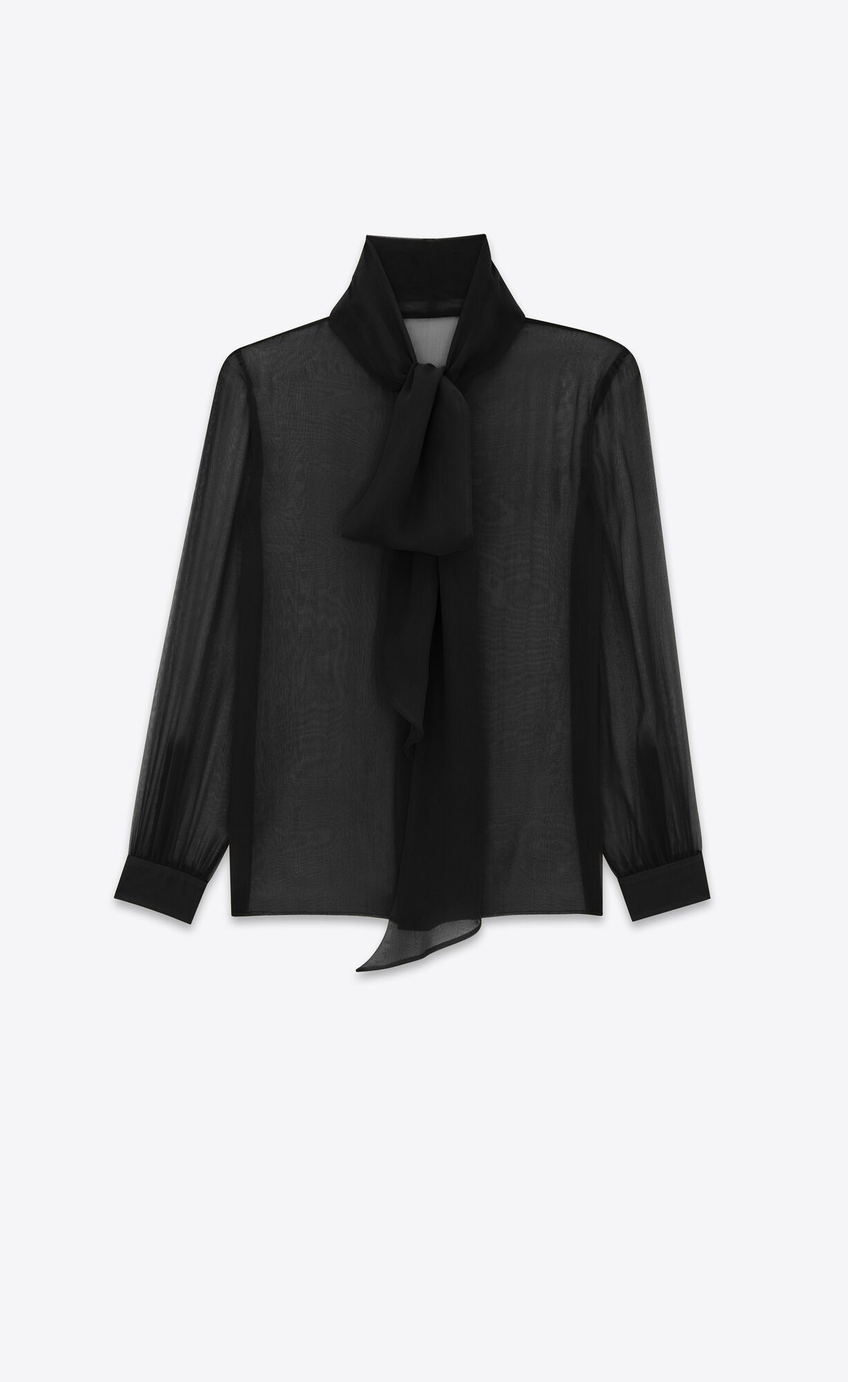 YSL Lavallière-neck Shirt In Silk Muslin Black | 8254903-FB