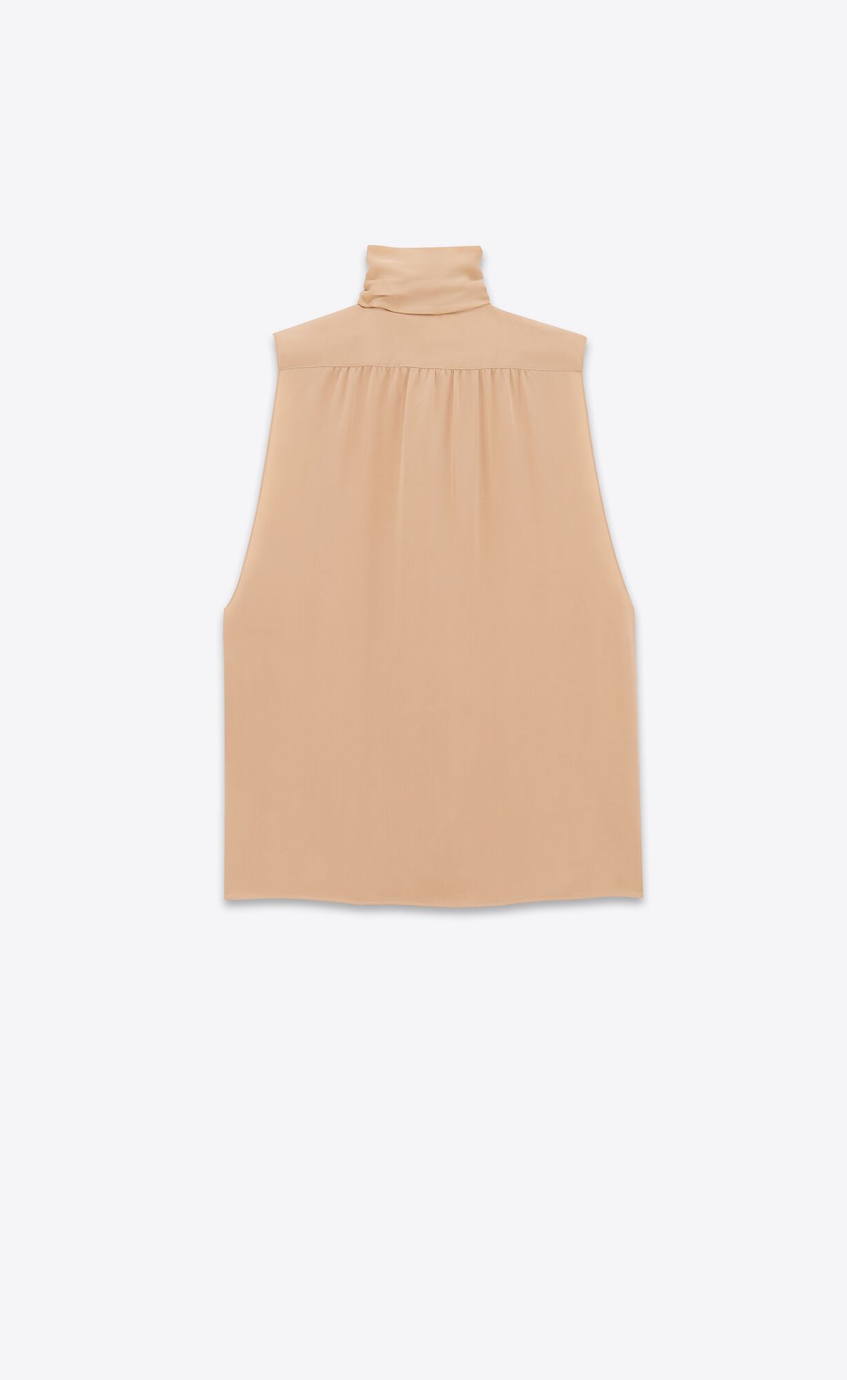 YSL Lavallière-neck Tunic Shirt In Silk Satin Nude | 1086297-SR