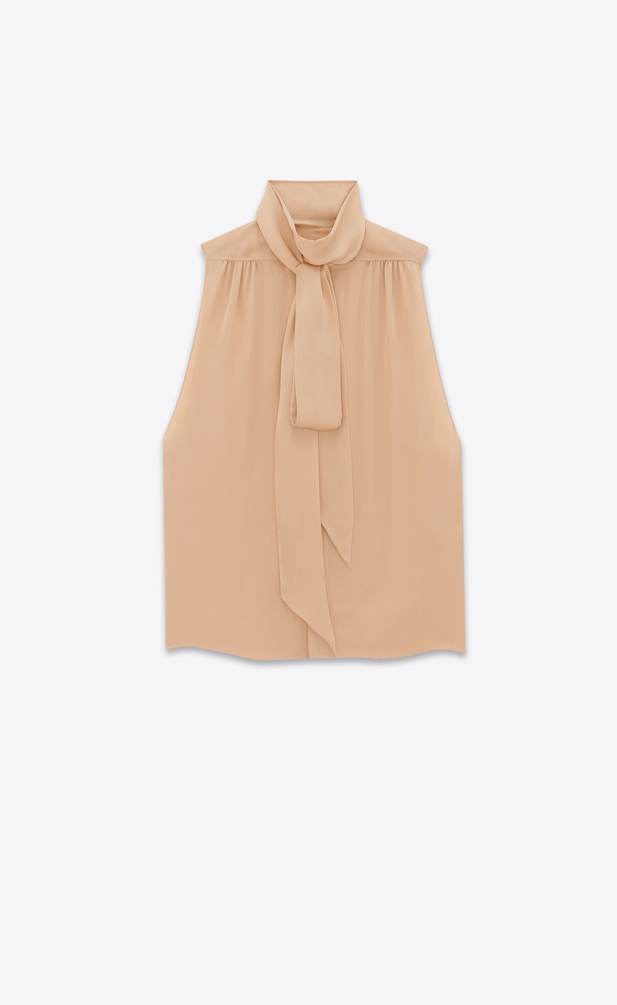 YSL Lavallière-neck Tunic Shirt In Silk Satin Nude | 1086297-SR