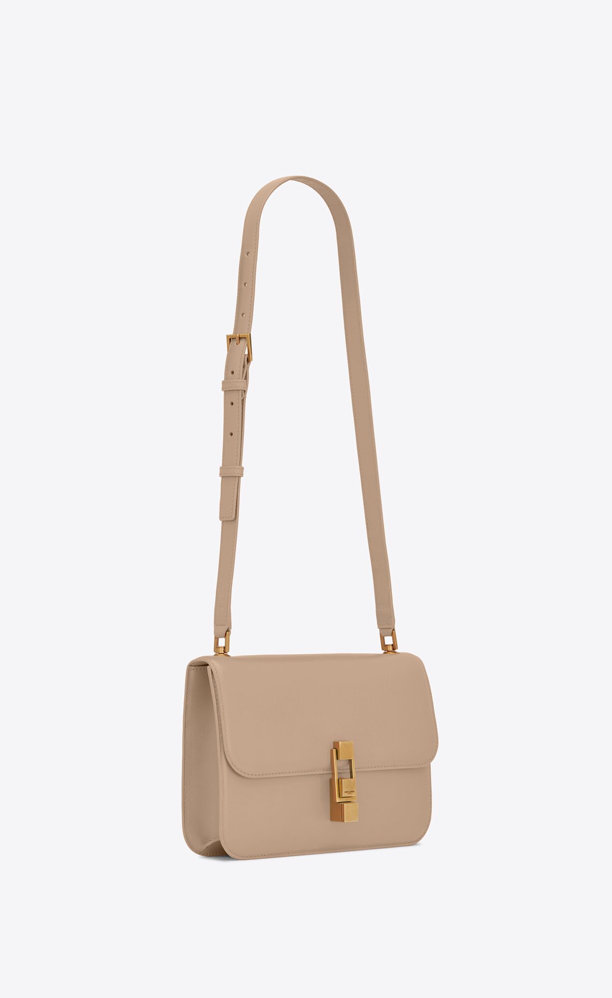 YSL Le Carré Satchel In Box Saint Laurent Leather Dark Beige | 3971625-XM