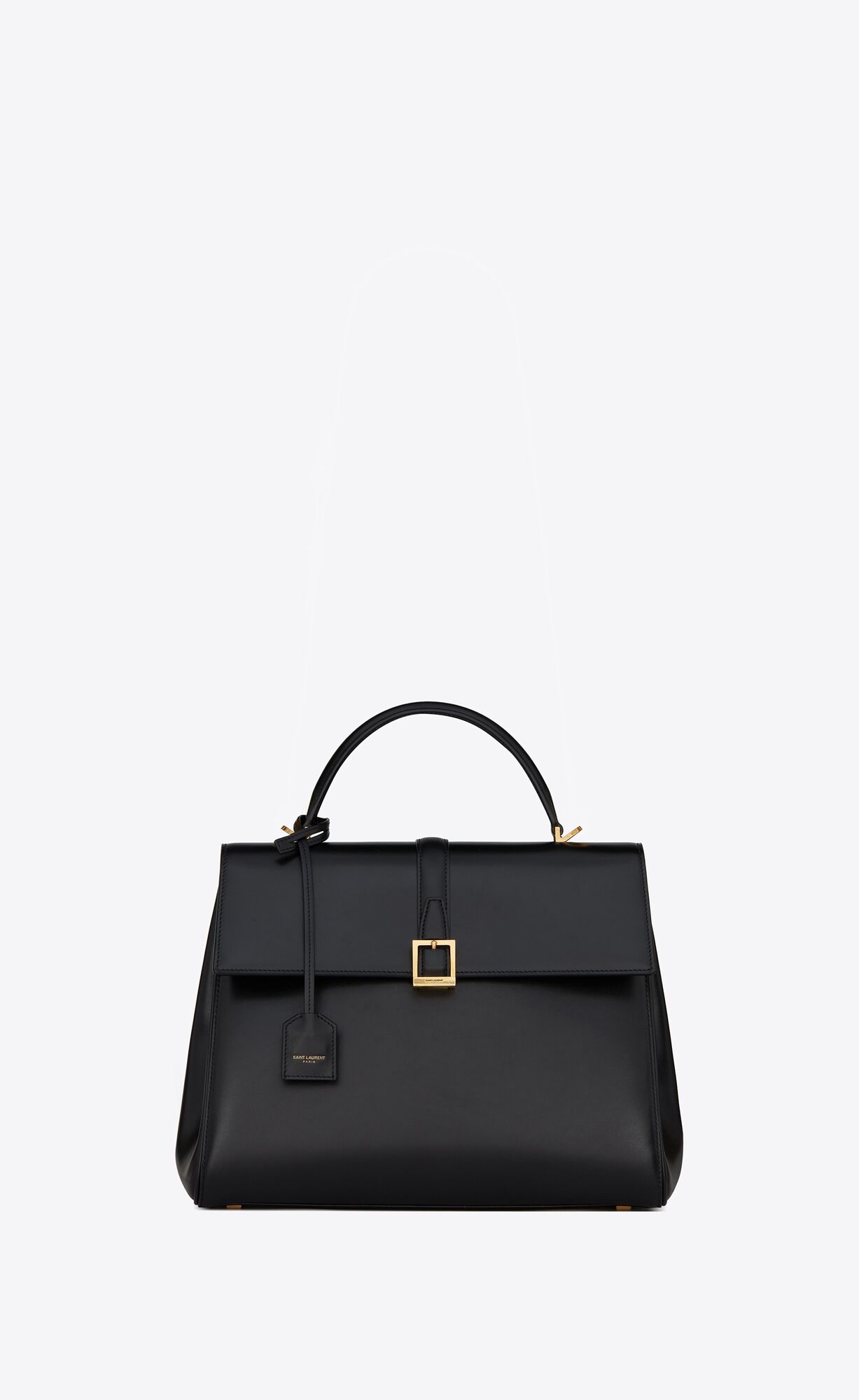 YSL Le Fermoir Top Handle Bag In Shiny Leather Black | 8491563-OB