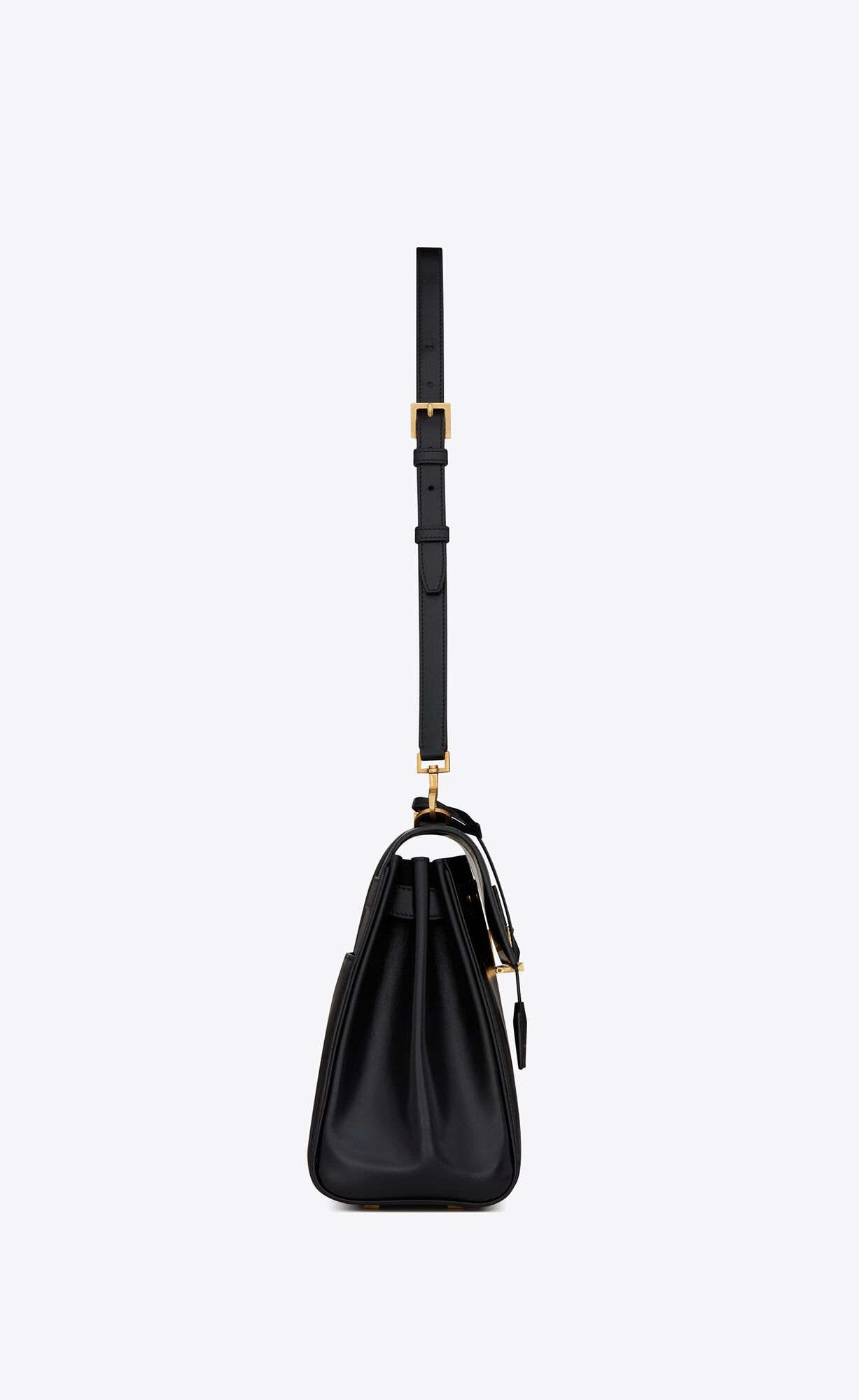 YSL Le Fermoir Top Handle Bag In Shiny Leather Black | 8491563-OB