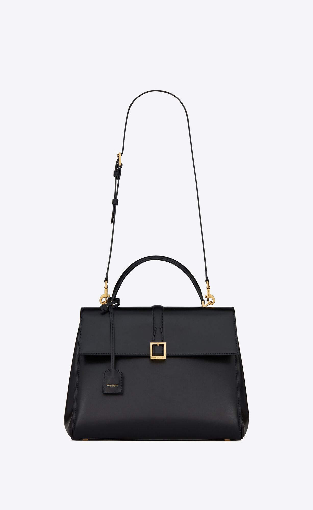 YSL Le Fermoir Top Handle Bag In Shiny Leather Black | 8491563-OB