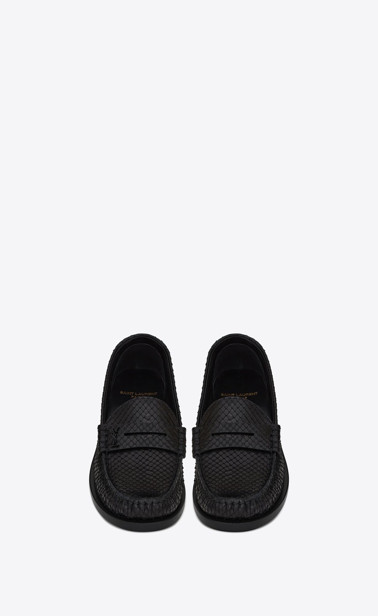 YSL Le Loafer Penny Slippers In Python Noir | 2987154-BK