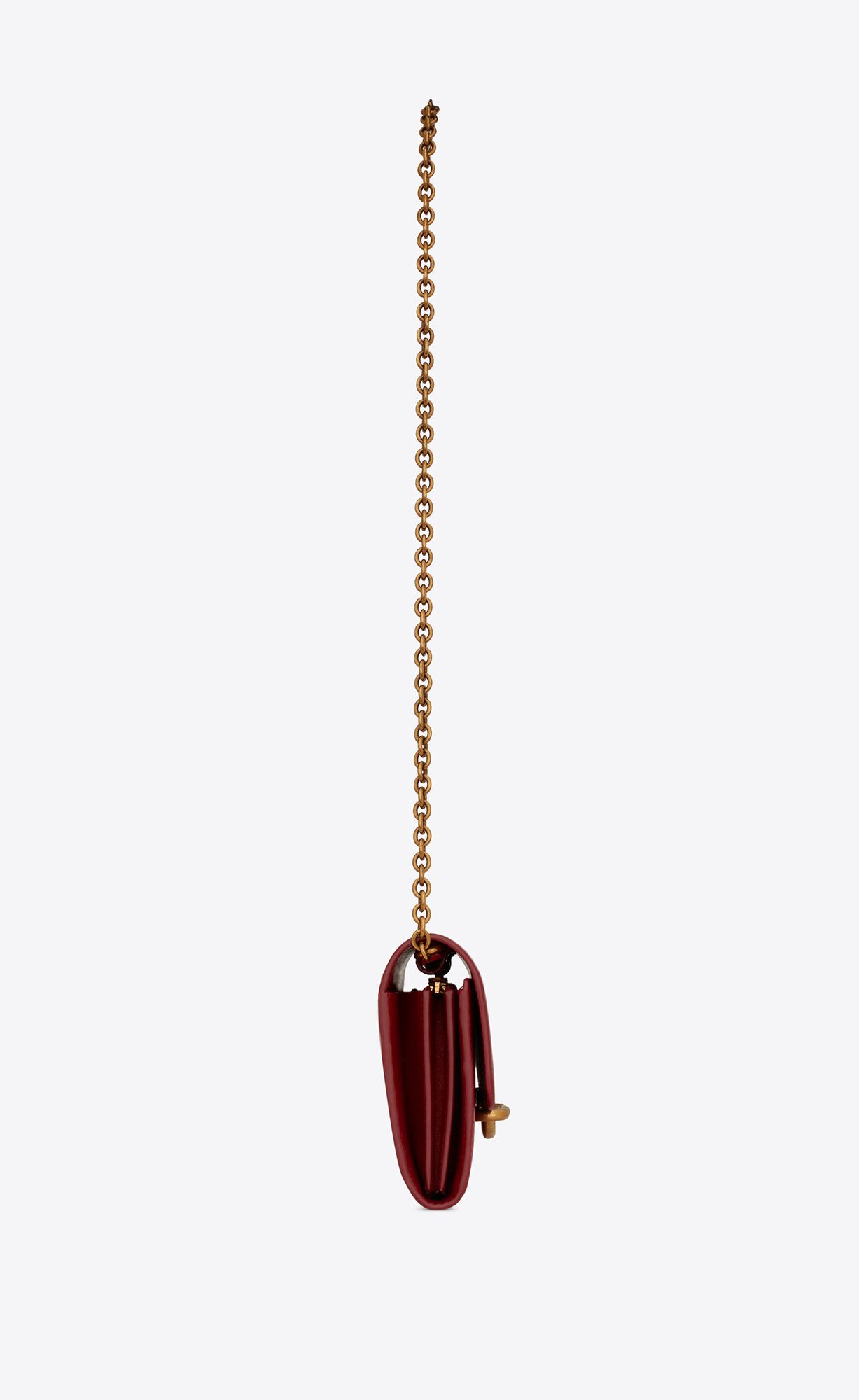YSL Le Maillon Chain Wallet In Shiny Leather Red Opium | 2564139-YP