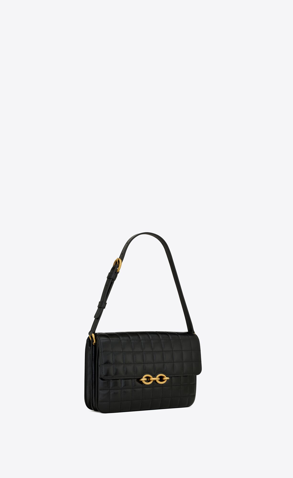 YSL Le Maillon In Quilted Shiny Leather Black | 7028615-TP