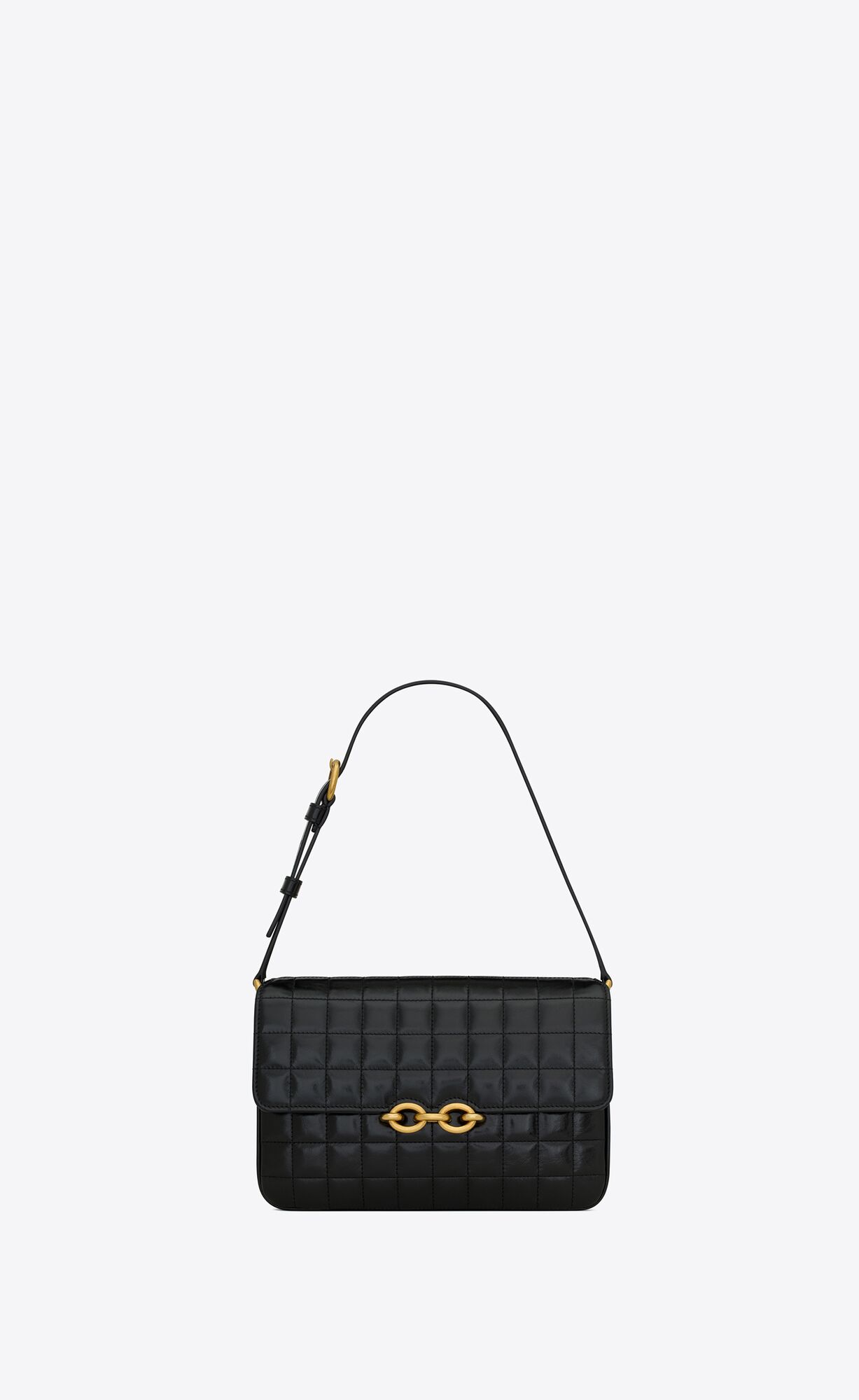YSL Le Maillon In Quilted Shiny Leather Black | 7028615-TP