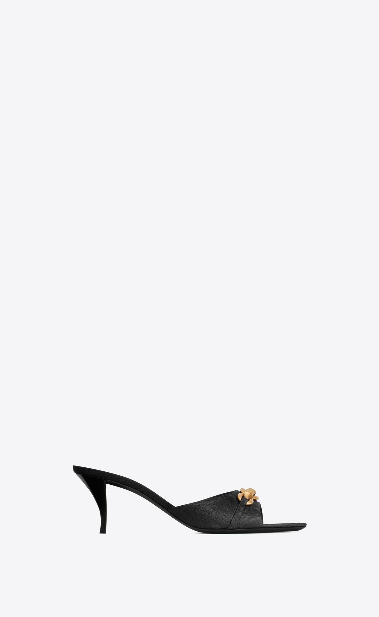 YSL Le Maillon Mules In Cassandre Jacquard Black | 4527068-NC