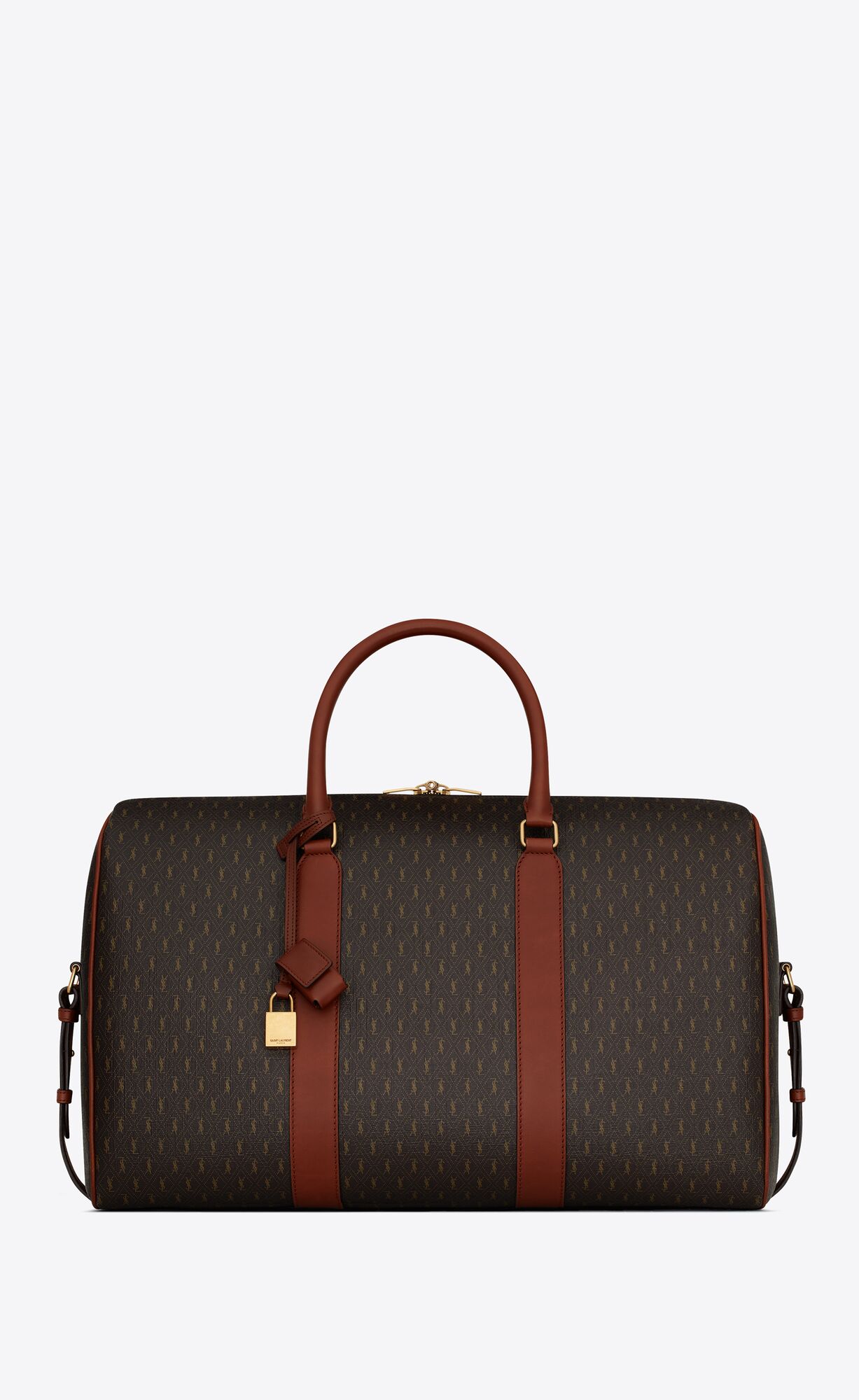 YSL Le Monogramme 48h Duffle In Cassandre Canvas And Vegetable Tanned Leather Marron Kaki Et Brun Argile | 9068451-ZG
