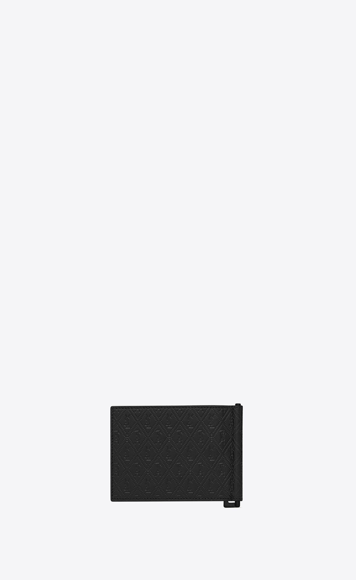 YSL Le Monogramme Bill Clip Wallet In Embossed Smooth Leather Black | 0931627-AK