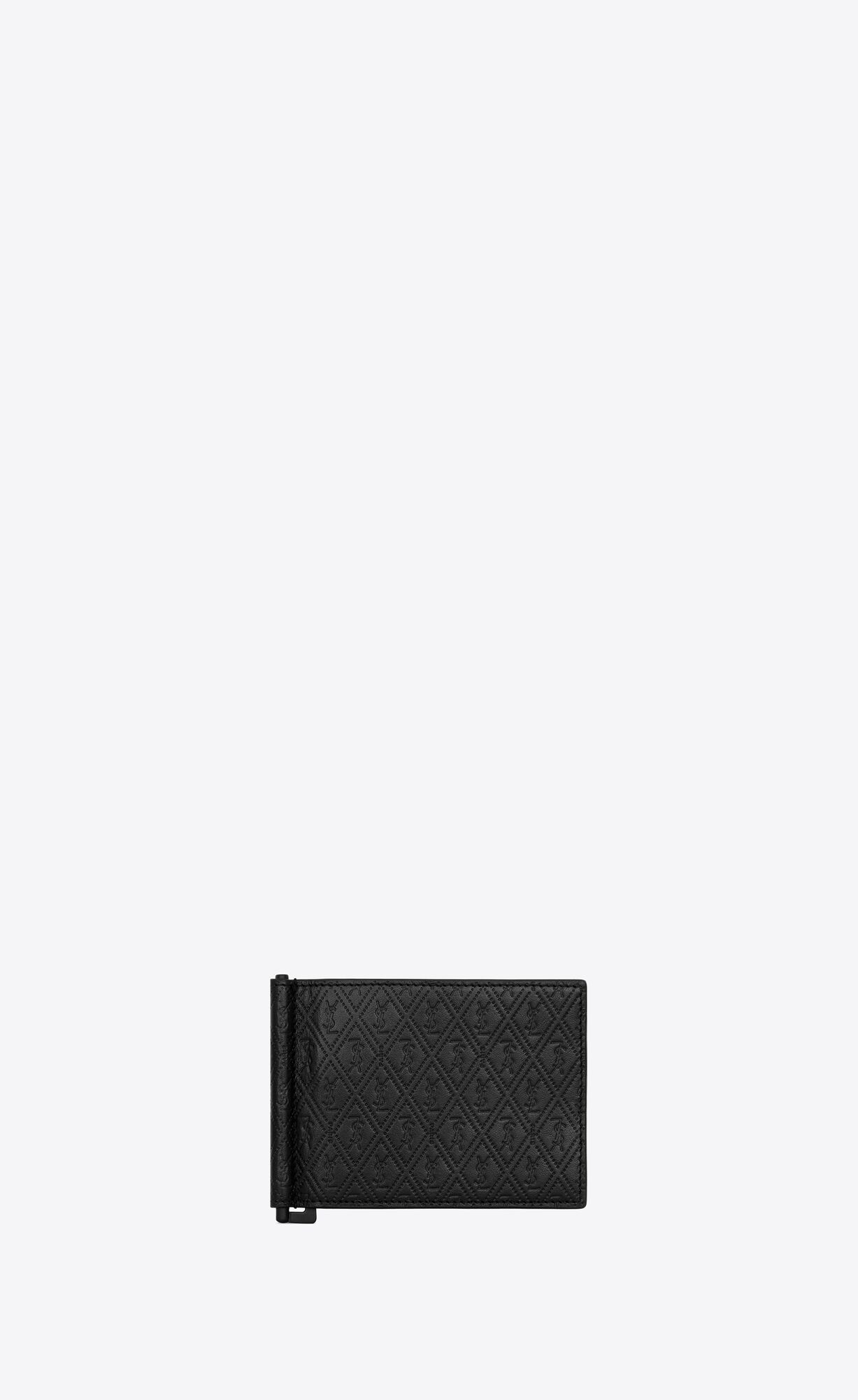 YSL Le Monogramme Bill Clip Wallet In Embossed Smooth Leather Black | 0931627-AK