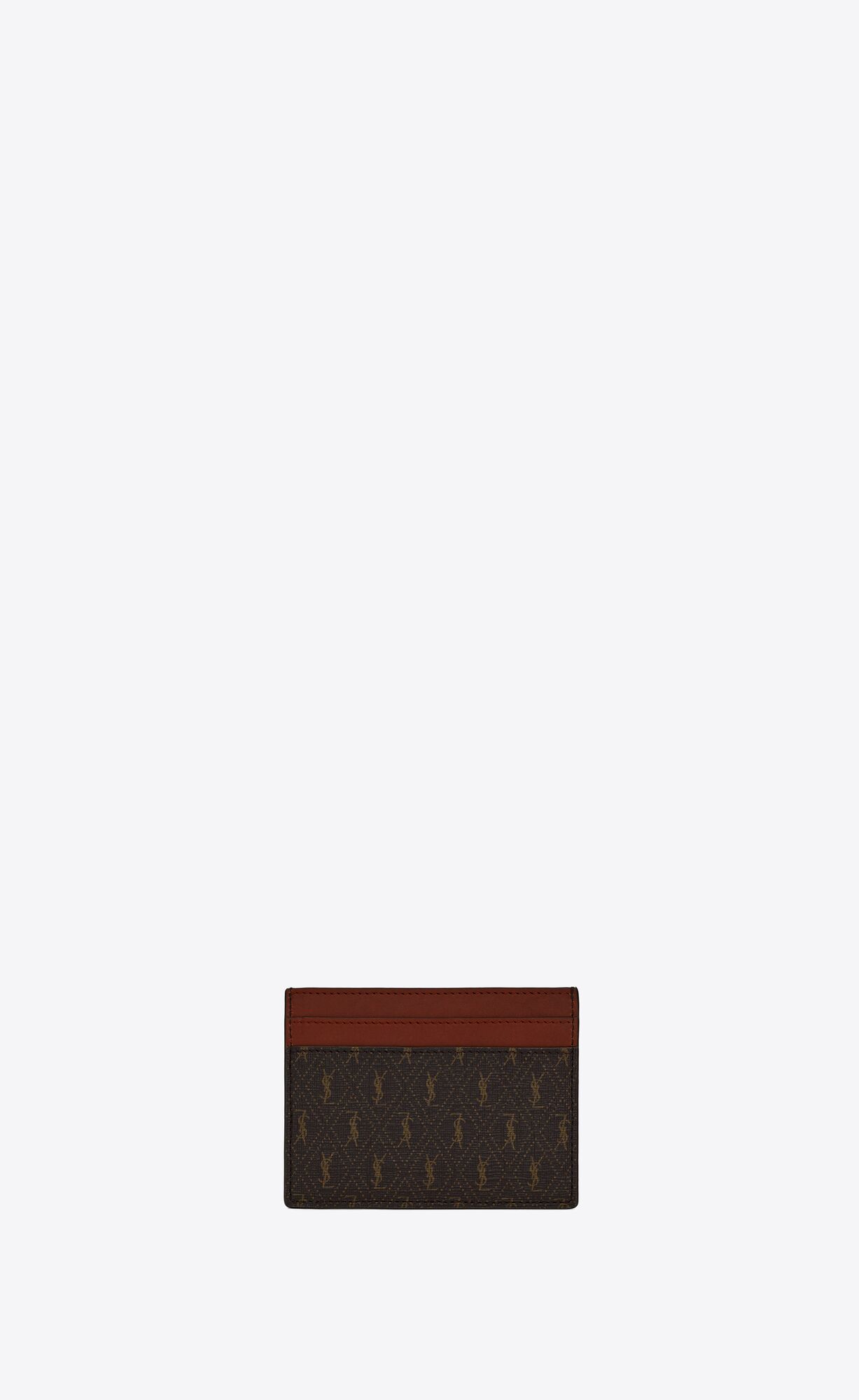 YSL Le Monogramme Card Holder In Cassandre Canvas And Smooth Leather Chestnut | 5431287-WU