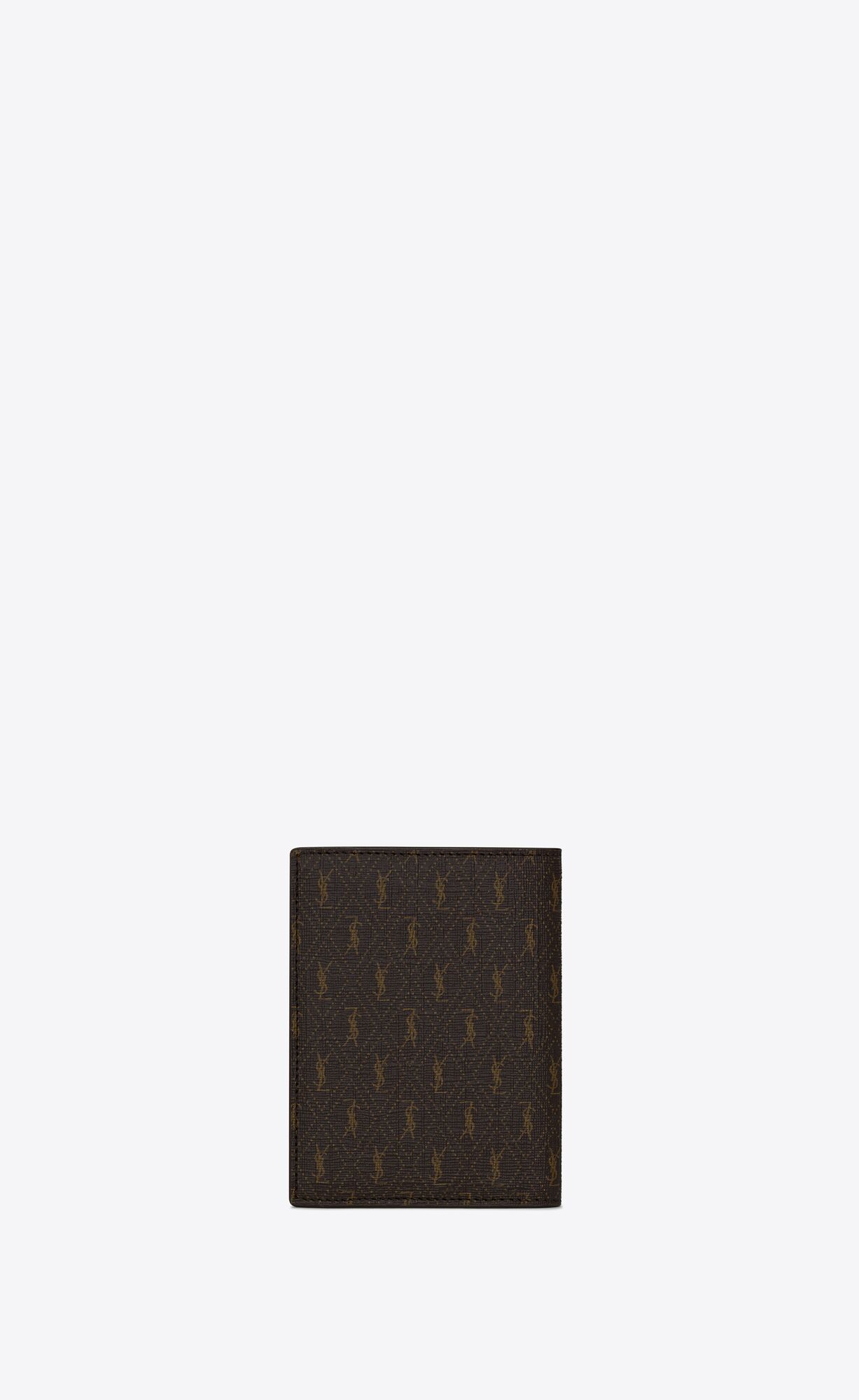 YSL Le Monogramme Credit Card Wallet In Cassandre Canvas And Smooth Leather Chestnut | 3150489-IU
