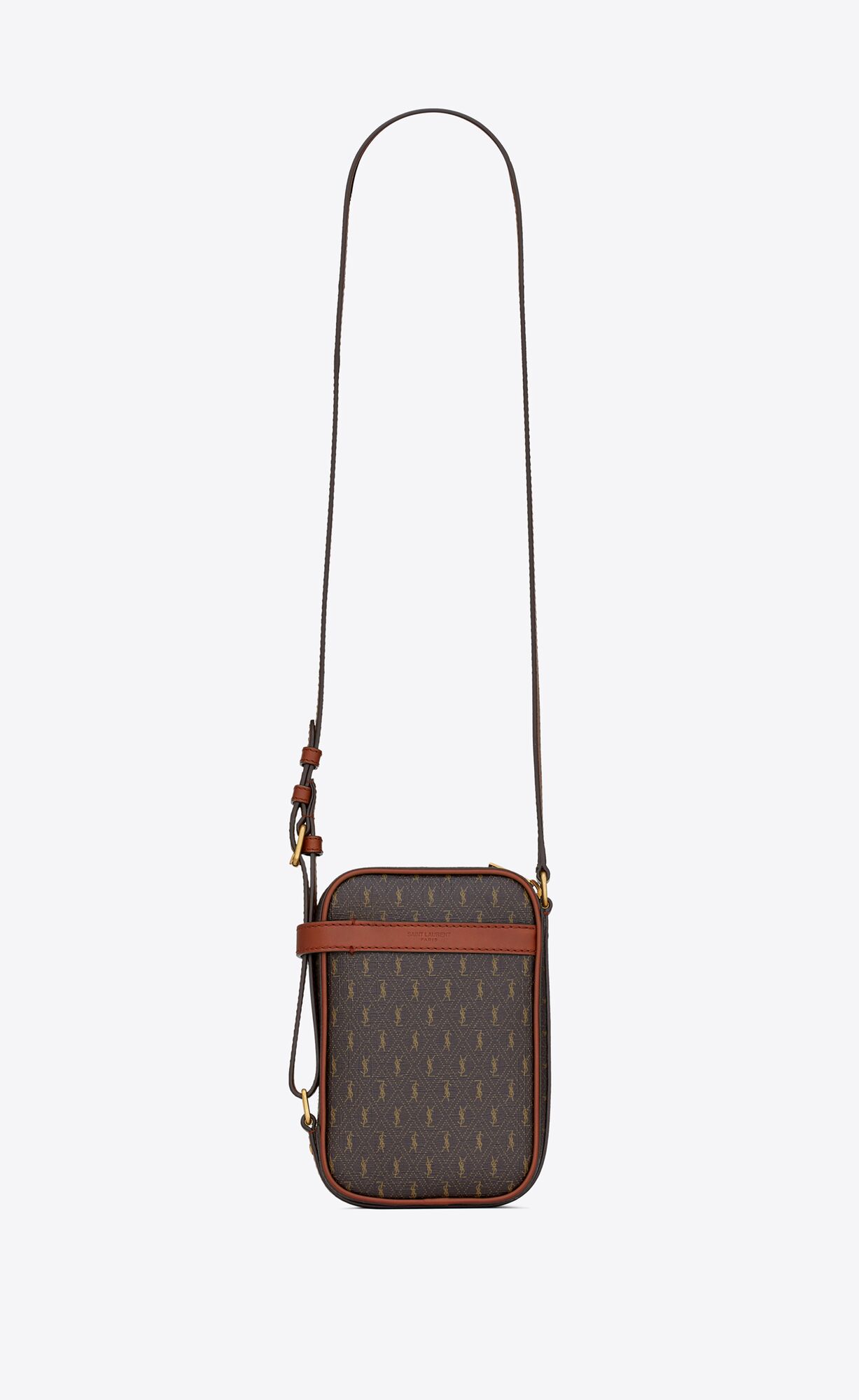 YSL Le Monogramme Crossbody Pouch In Cassandre Canvas And Smooth Leather Chestnut | 5093746-TH
