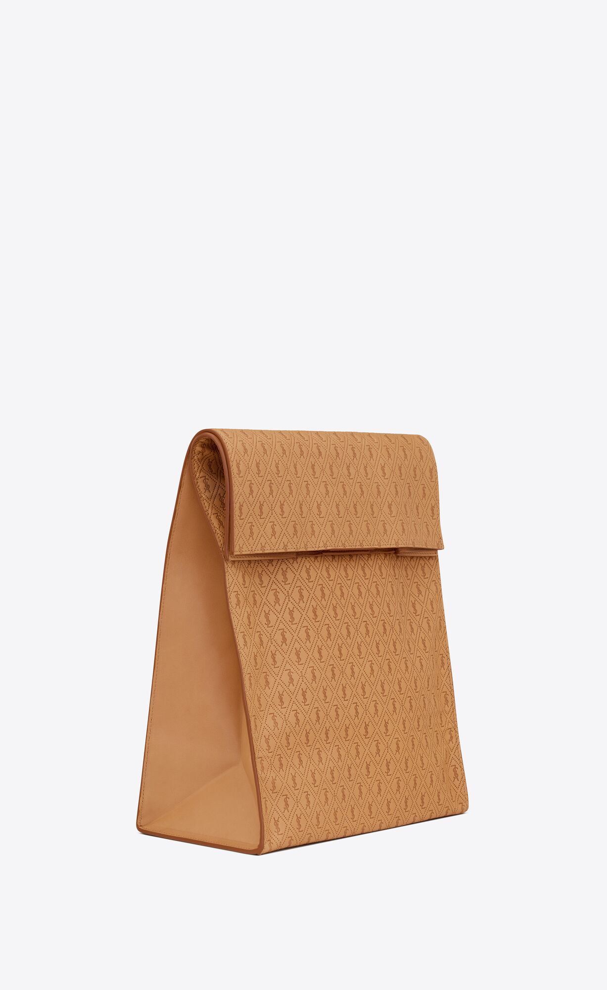 YSL Le Monogramme Deli Paper Bag In Embossed Vegetable-tanned Leather Dusty Vintage Brown Gold | 6731925-KR