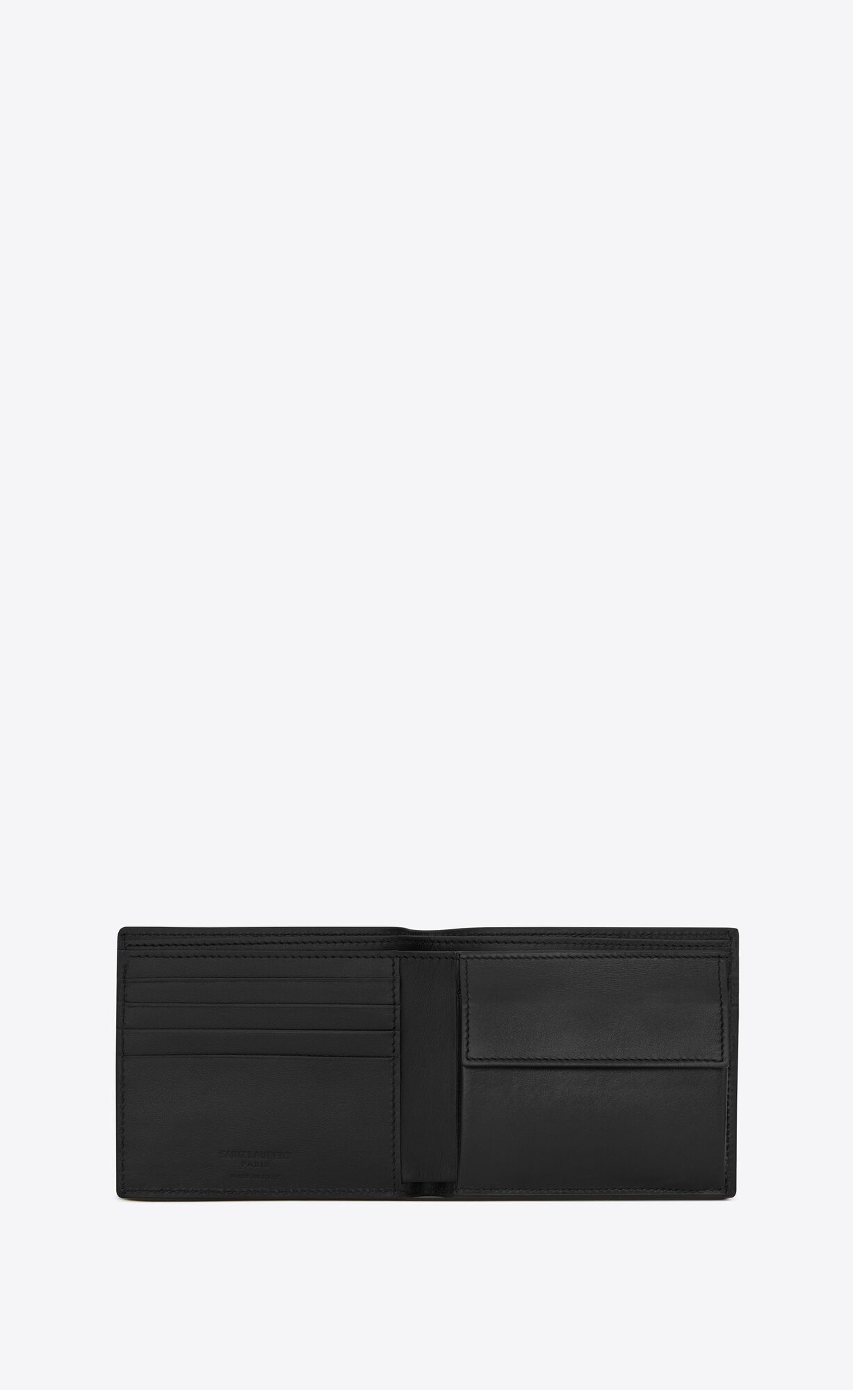 YSL Le Monogramme East/West Wallet With Coin Purse In Smooth Leather Black | 8753961-FQ