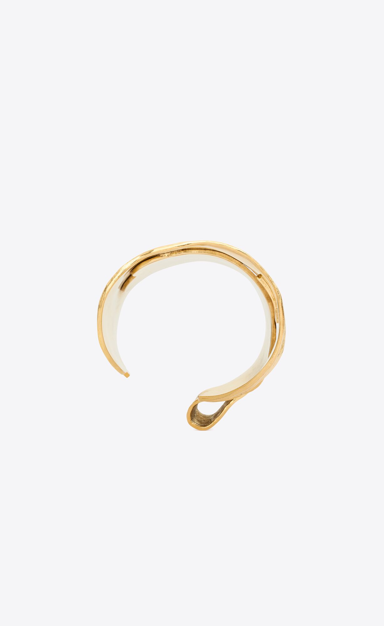YSL Leaf Cuff In Metal Light Satin Gold | 9470162-LV