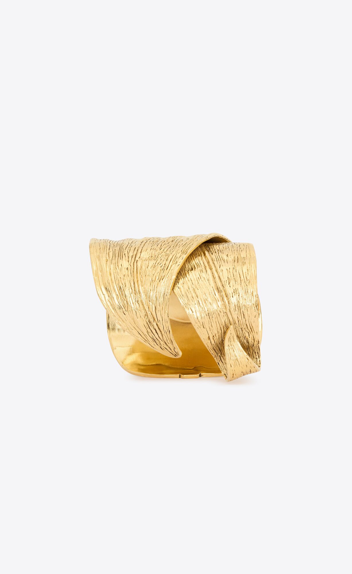 YSL Leaf Cuff In Metal Light Satin Gold | 9470162-LV
