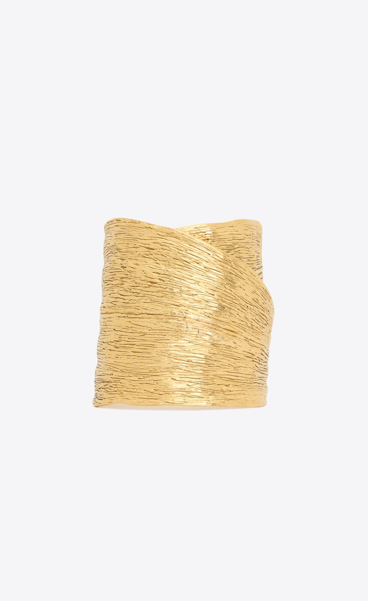 YSL Leaf Cuff In Metal Light Satin Gold | 9470162-LV