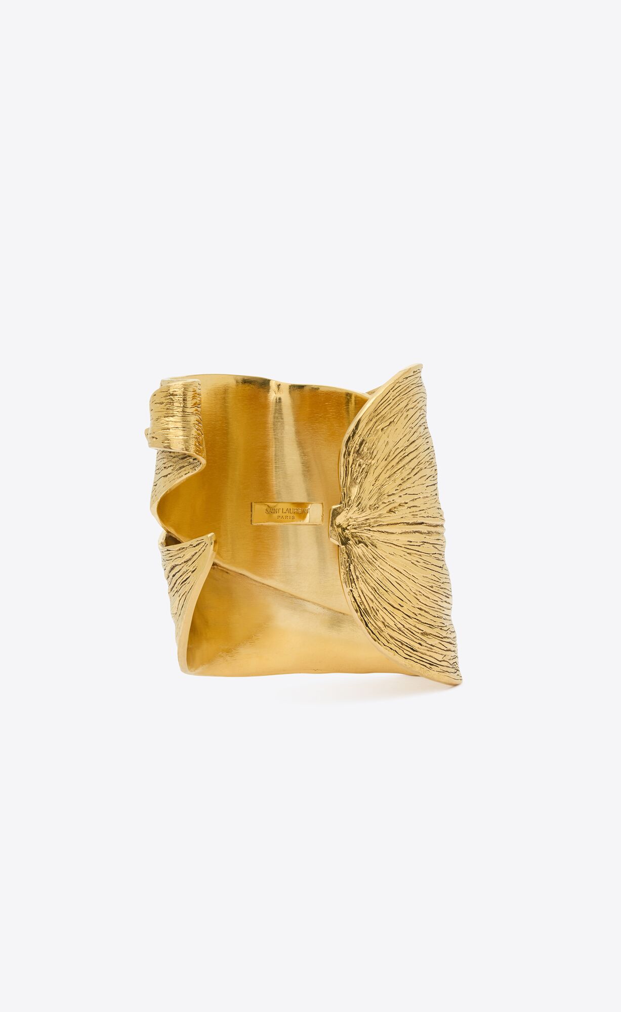YSL Leaf Cuff In Metal Light Satin Gold | 9470162-LV