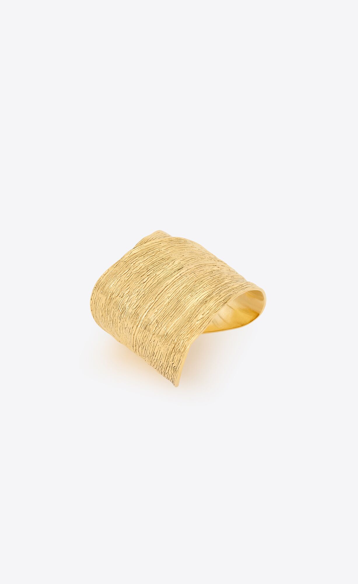 YSL Leaf Cuff In Metal Light Satin Gold | 9470162-LV