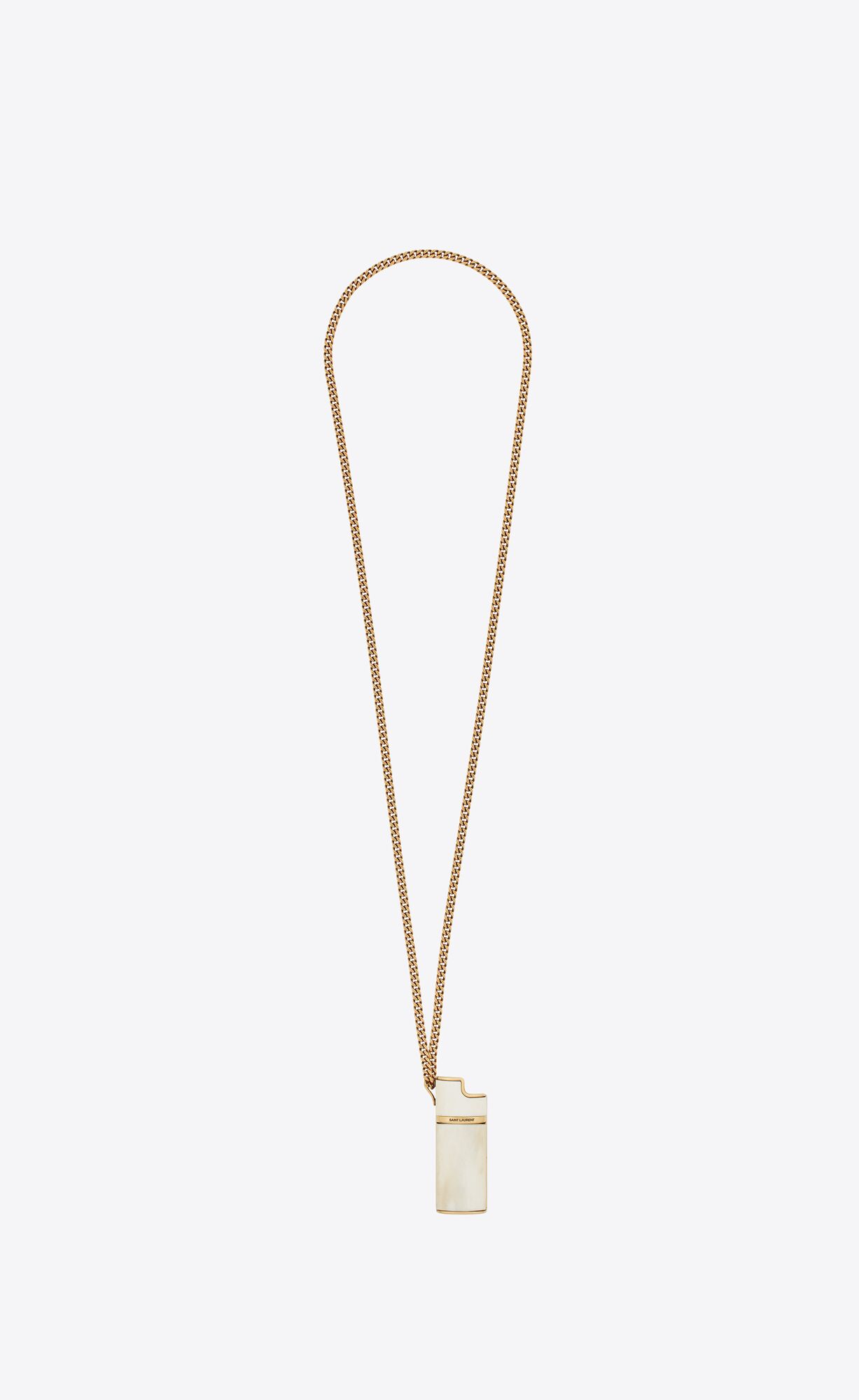 YSL Lighter Holder Necklace In Brass And Buffalo Horn Light Bronze And Ivory | 0429516-RU