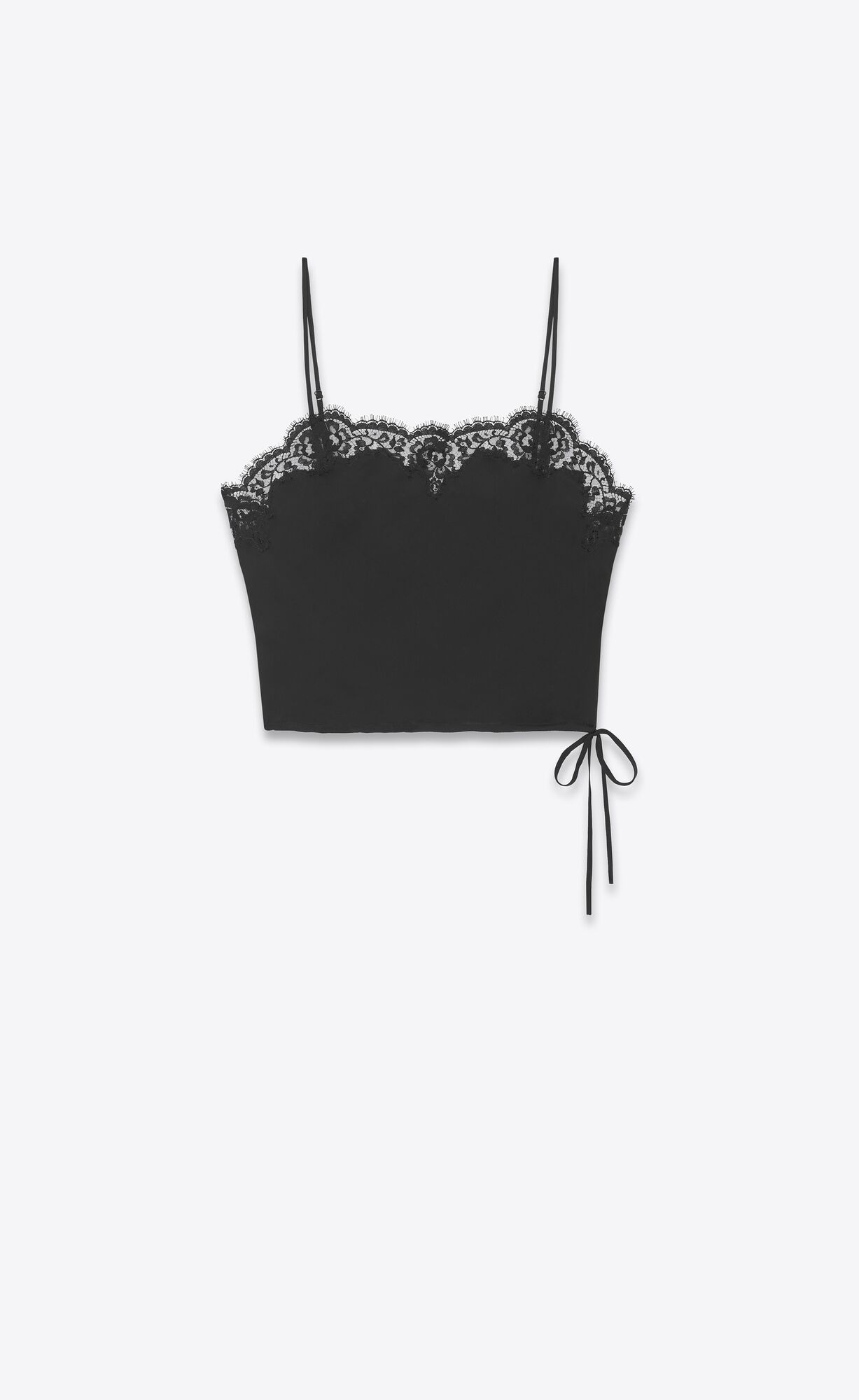 YSL Lingerie Top In Silk Satin Black | 1450782-WG