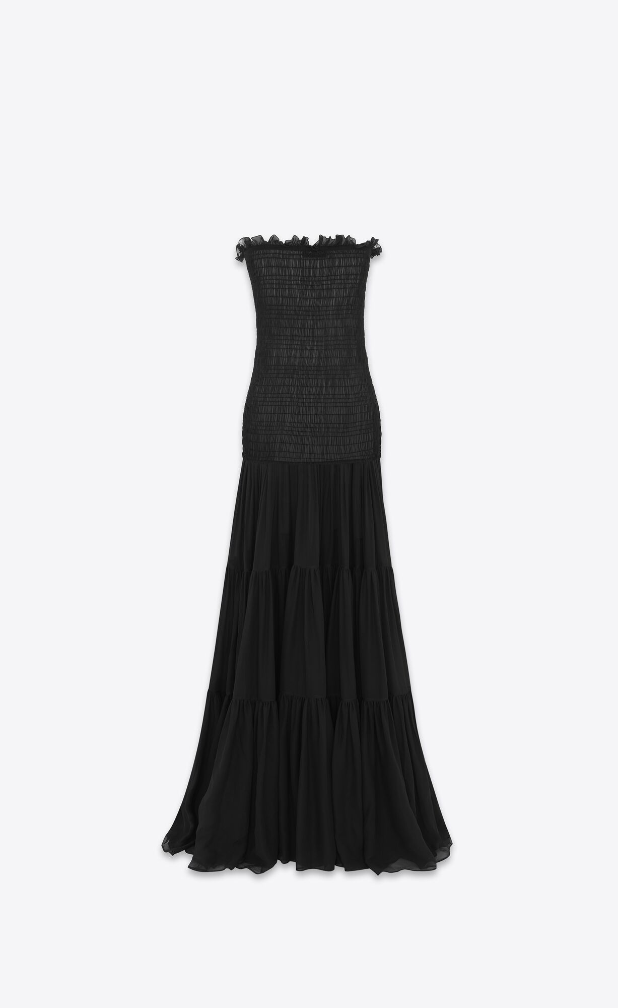 YSL Long Bustier Dress In Crepe Muslin Black | 4159803-PQ
