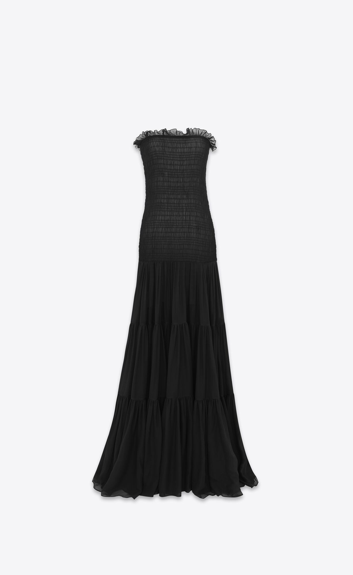 YSL Long Bustier Dress In Crepe Muslin Black | 4159803-PQ