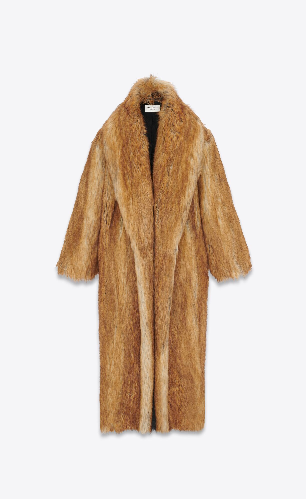 YSL Long Coat In Animal-free Fur Fauve | 1685093-PX