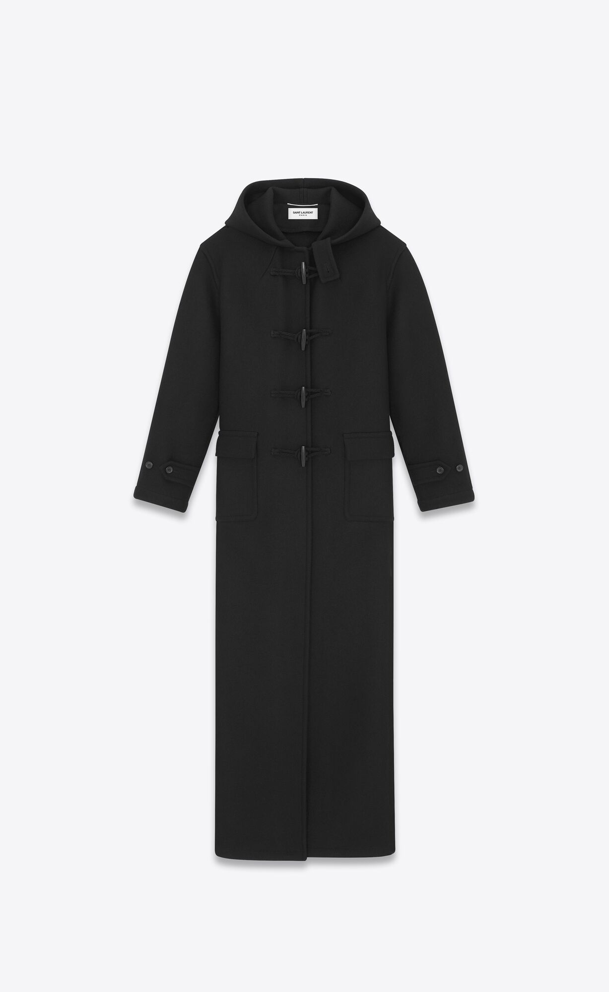 YSL Long Duffle Coat In Wool Black | 2943817-HF