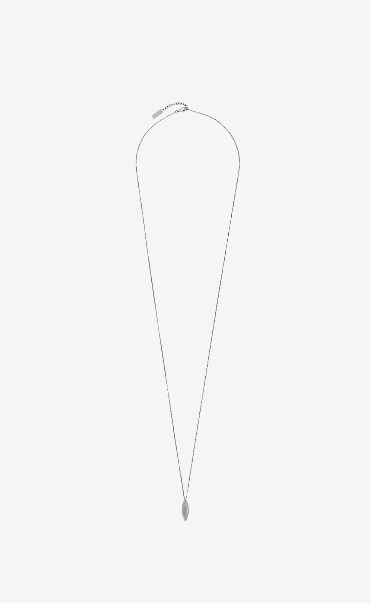 YSL Long Oval Charm Necklace In Metal Oxidized Silver | 5791823-HI