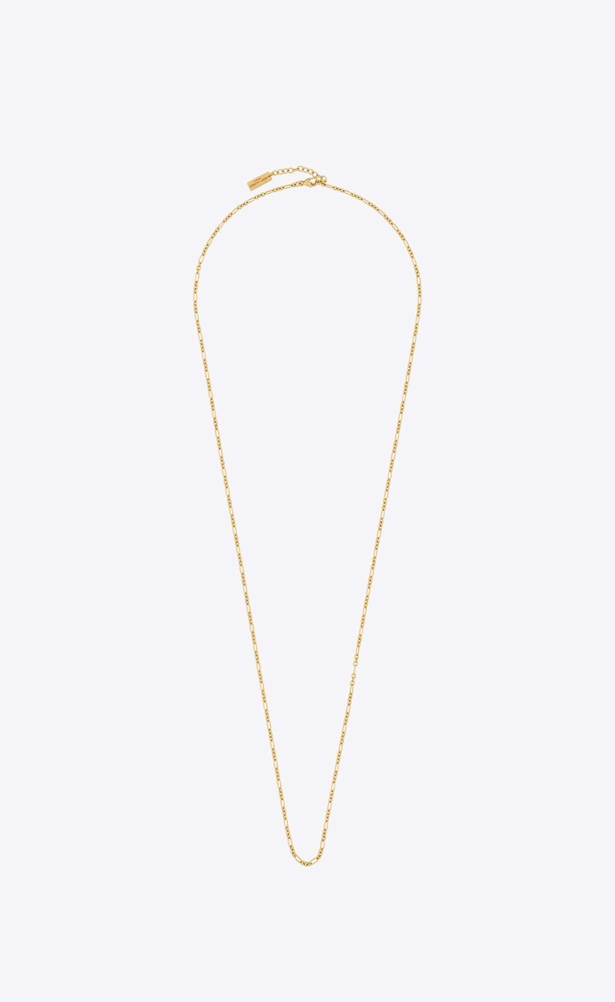 YSL Long Parallel Figaro Chain Necklace In Metal Gold | 9314205-EJ