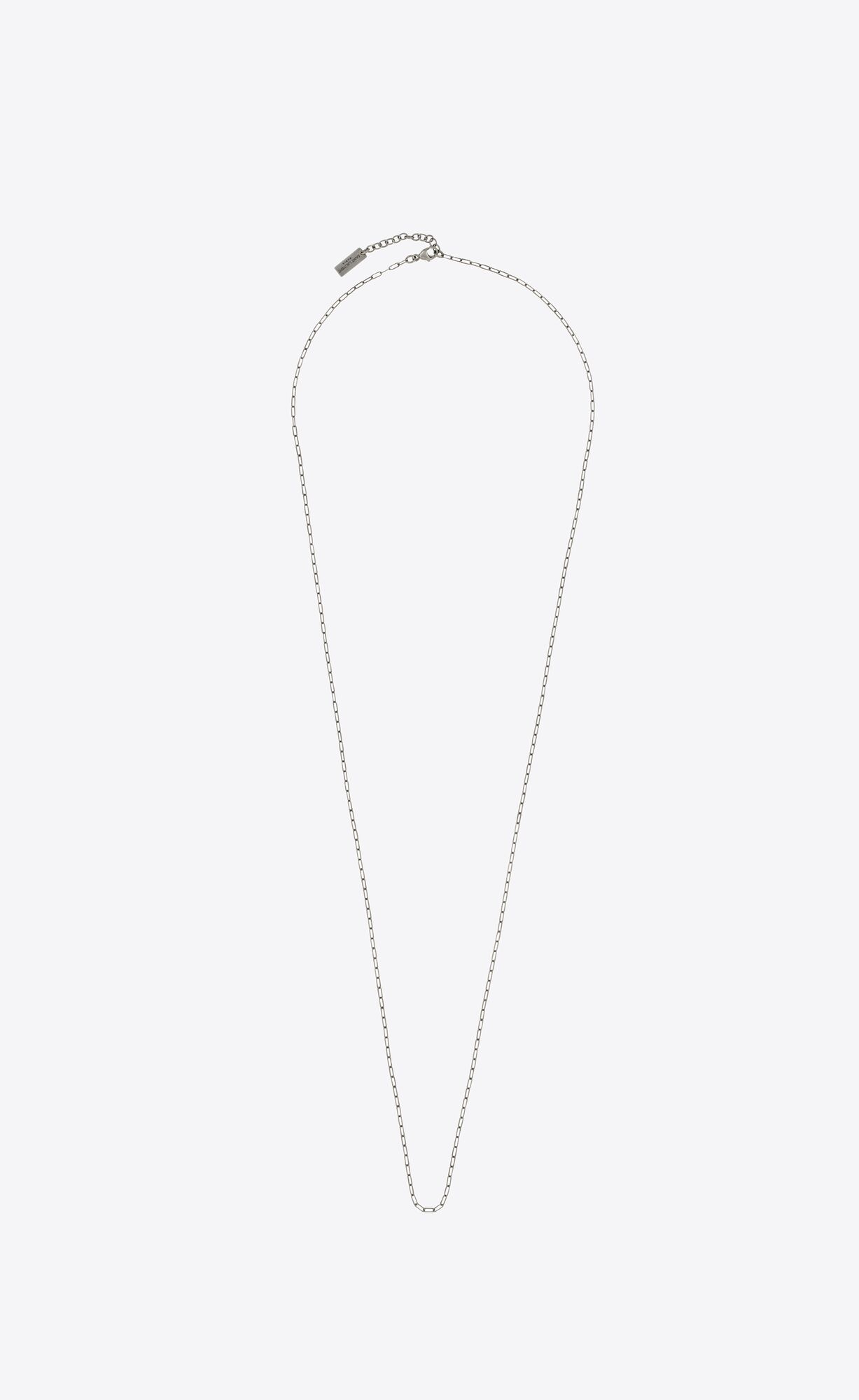 YSL Long Rectangular Chain Necklace In Metal Oxidized Silver | 9160458-WP