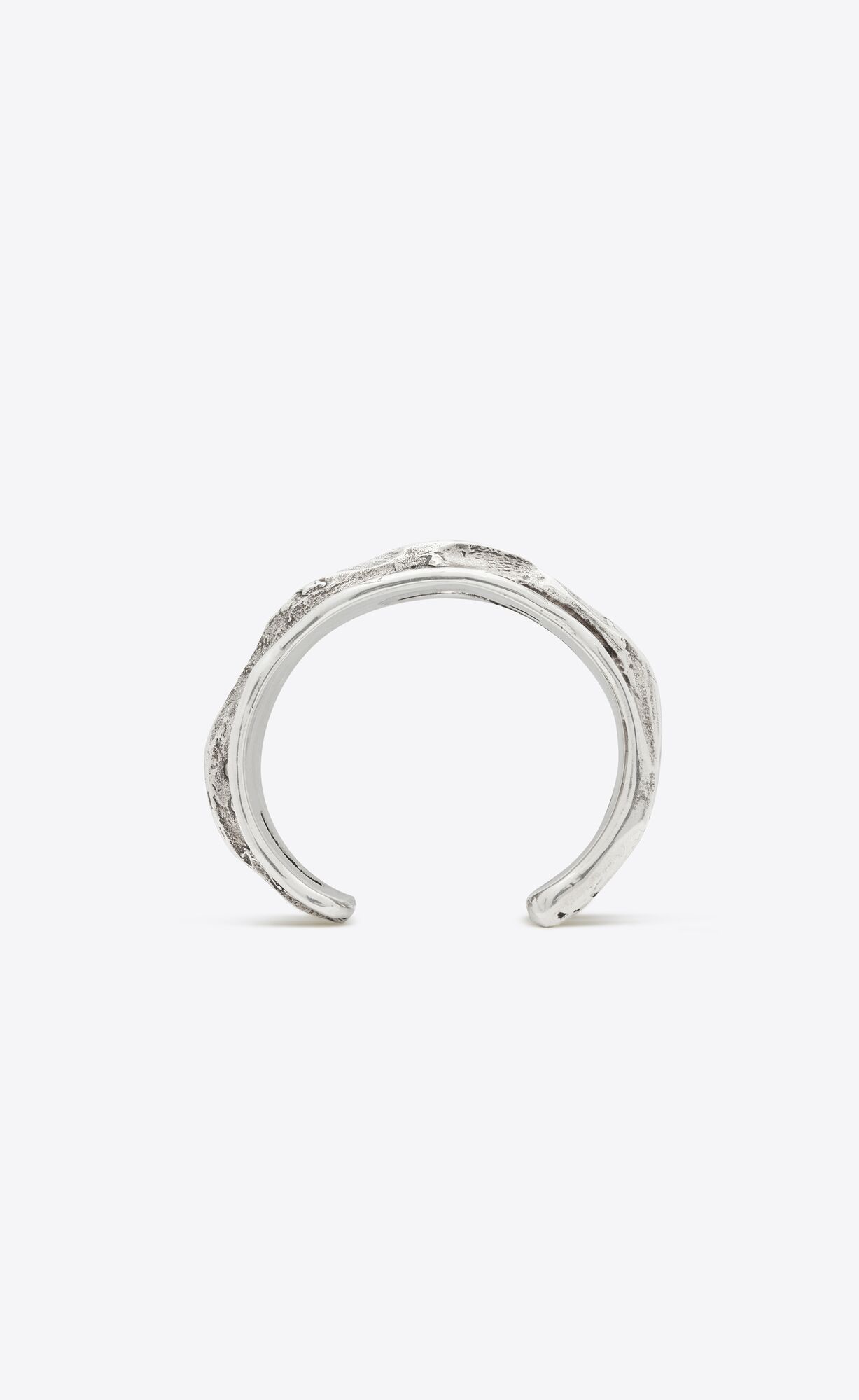 YSL Long Tornado Crater Cuff Bracelet In Metal Oxidized Silver | 9326054-VY