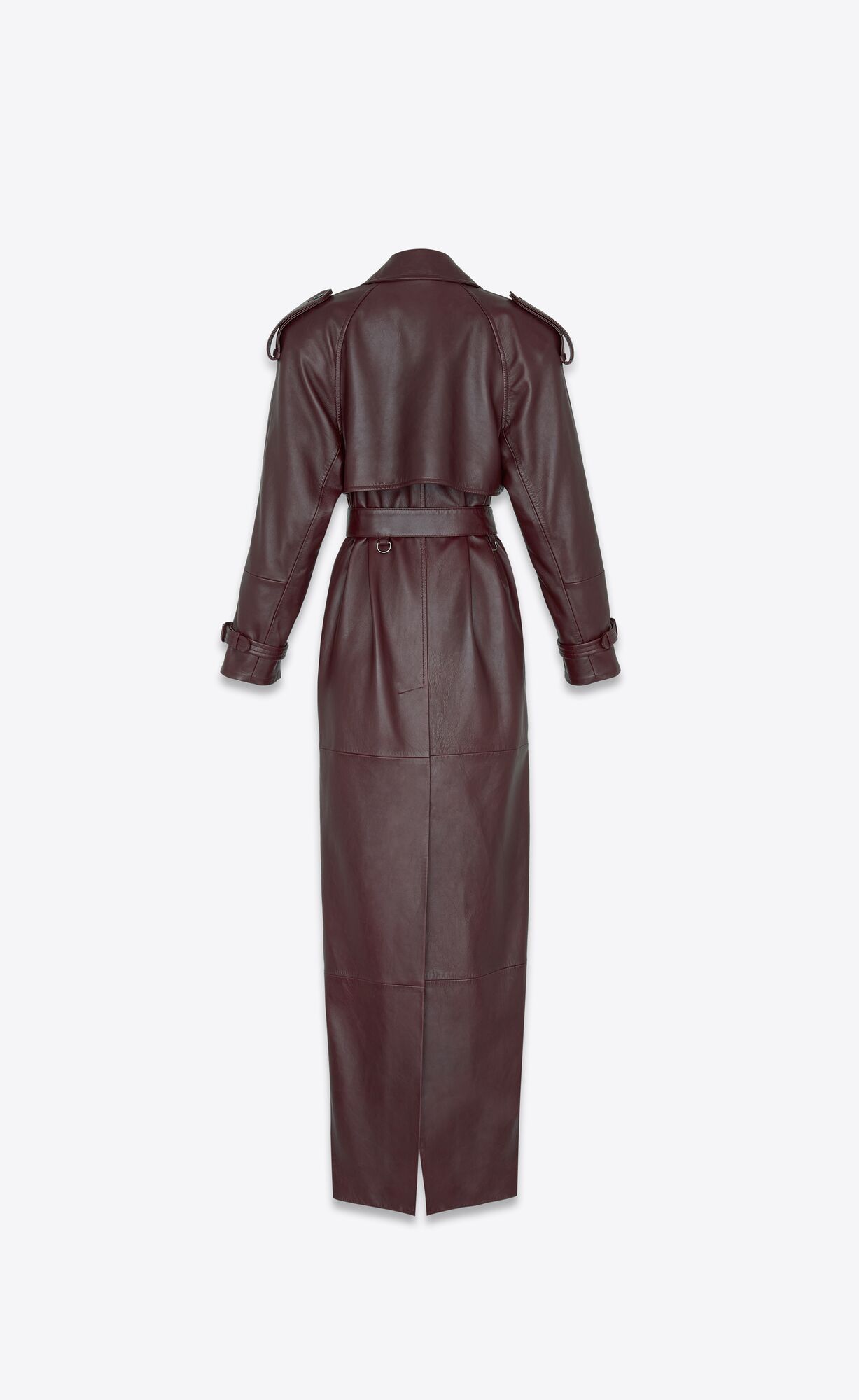 YSL Long Trench In Shiny Lambskin Bordeaux | 7254196-IR