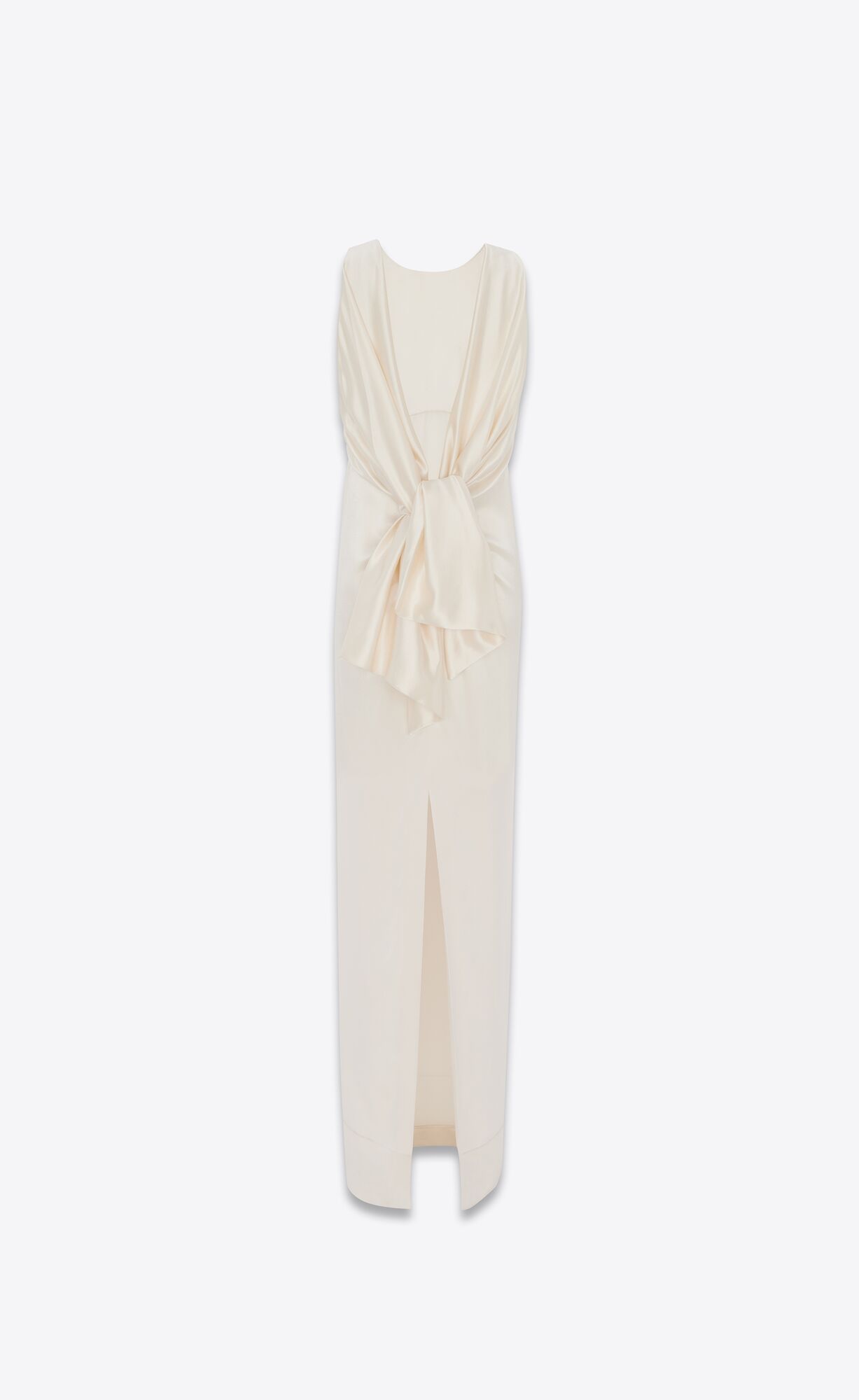 YSL Long Tube Dress In Crepe Satin Craie | 6917083-KY