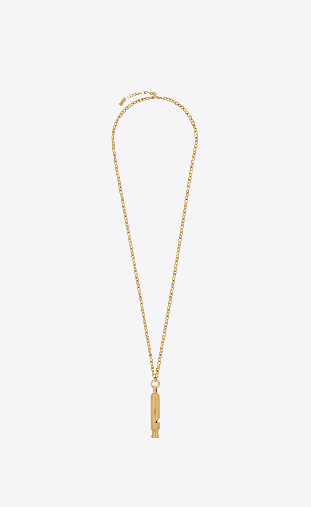 YSL Long Whistle Charm Necklace In Metal Brass Gold | 6401827-XP