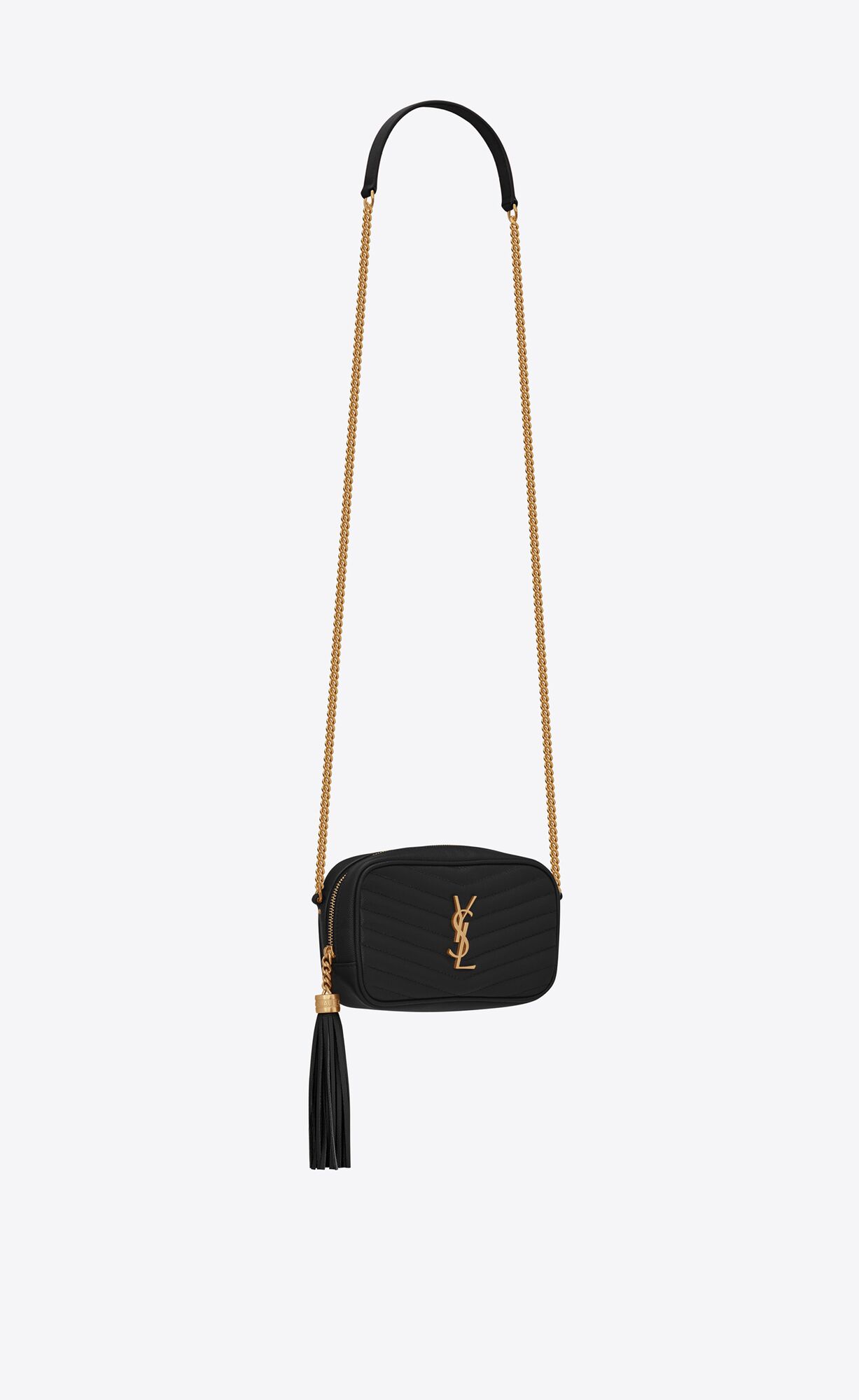 YSL Lou Mini Bag In Quilted Grain De Poudre Embossed Leather Black | 3170824-TW
