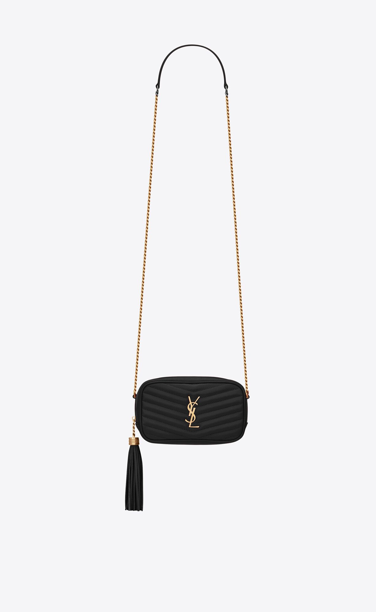 YSL Lou Mini Bag In Quilted Grain De Poudre Embossed Leather Black | 3170824-TW