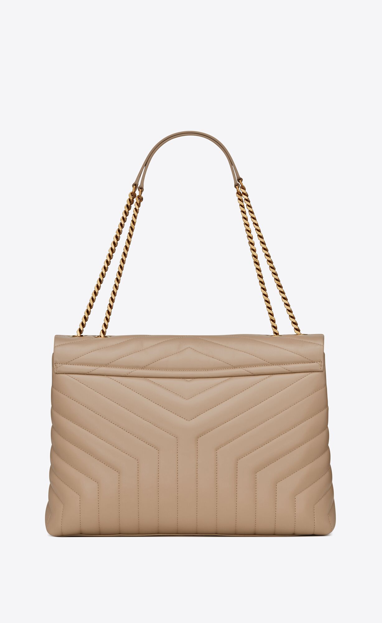 YSL Loulou Large Chain Bag In Quilted "Y" Leather Dark Beige | 3619028-TD