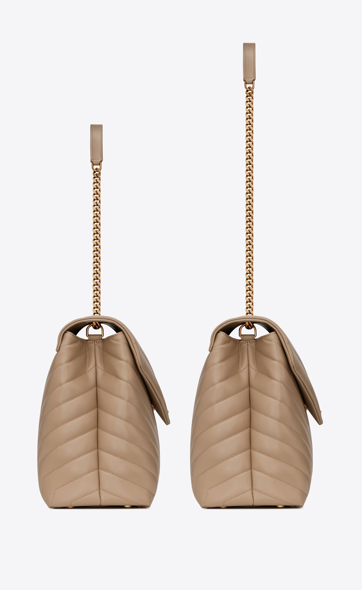 YSL Loulou Large Chain Bag In Quilted "Y" Leather Dark Beige | 3619028-TD