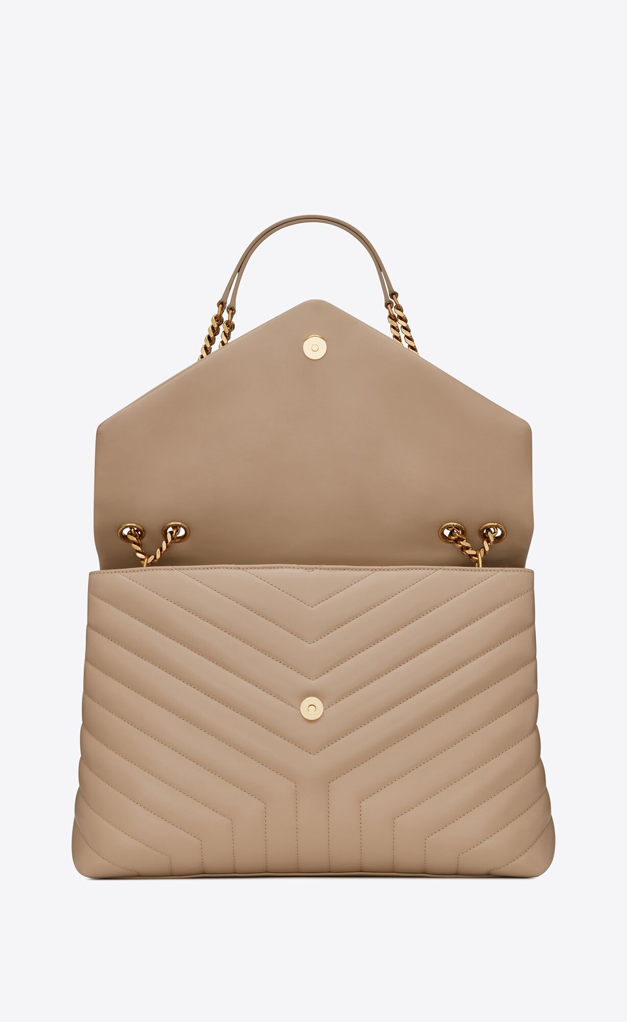 YSL Loulou Large Chain Bag In Quilted "Y" Leather Dark Beige | 3619028-TD