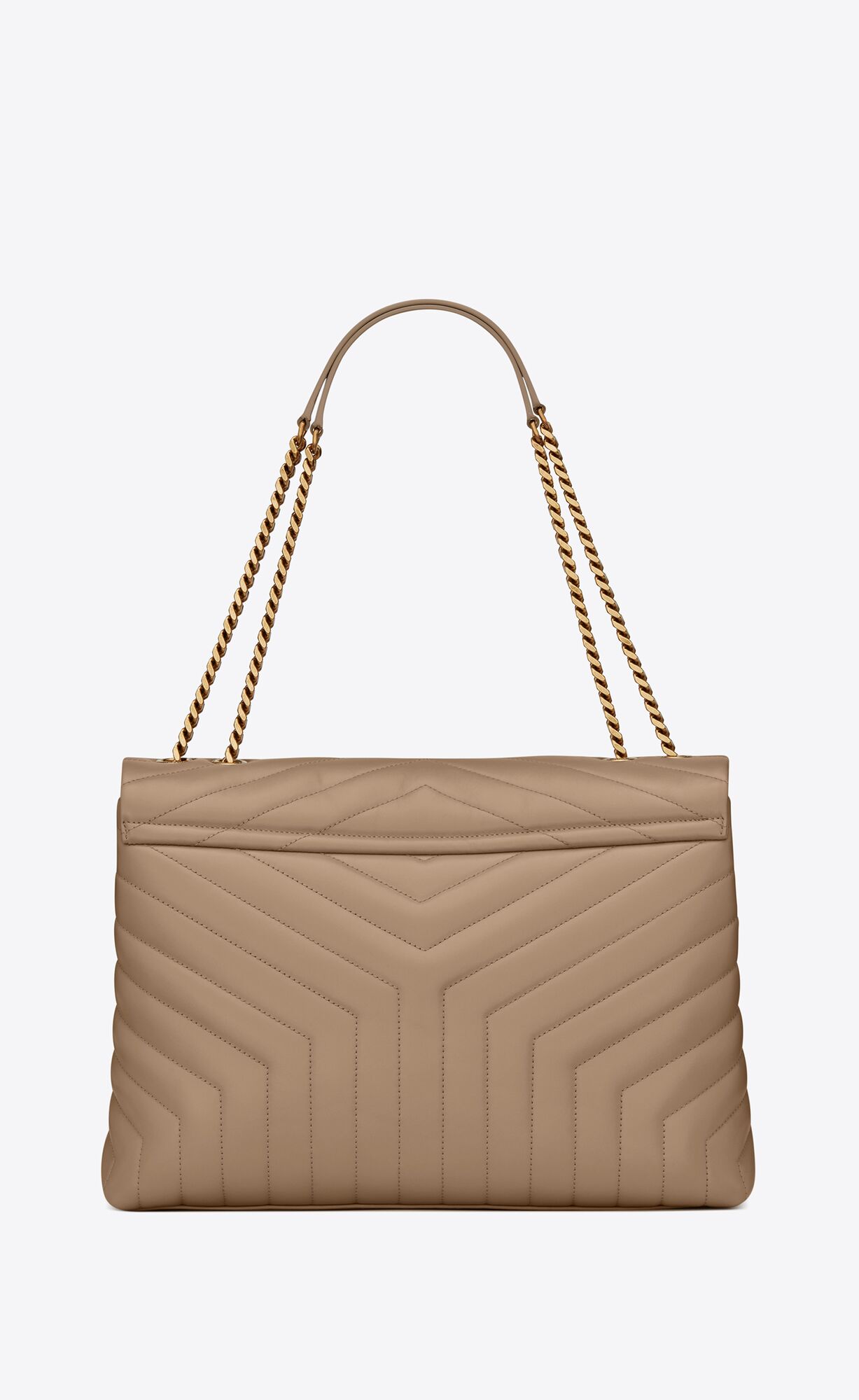 YSL Loulou Large Chain Bag In Quilted "Y" Leather Greyish Brown | 6413592-LT