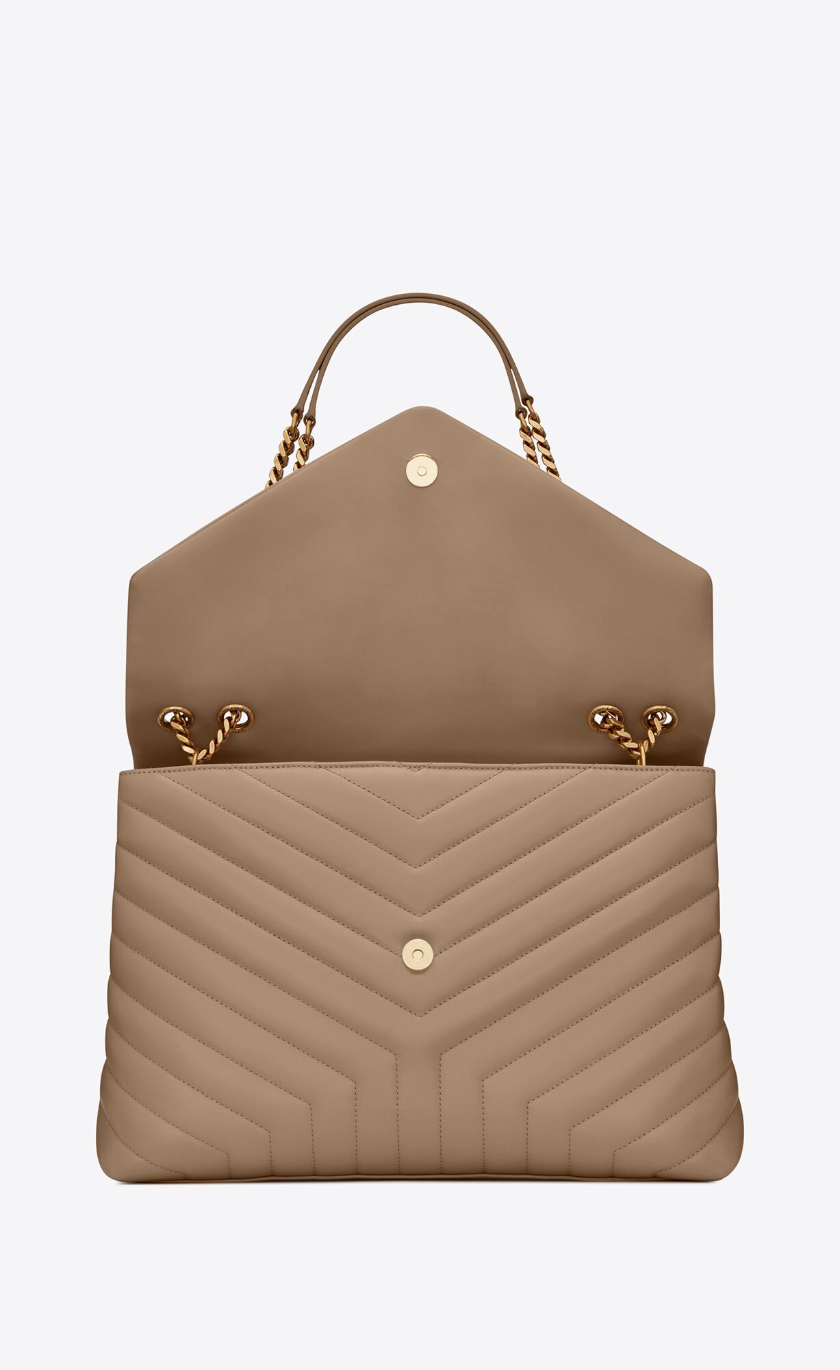 YSL Loulou Large Chain Bag In Quilted "Y" Leather Greyish Brown | 6413592-LT