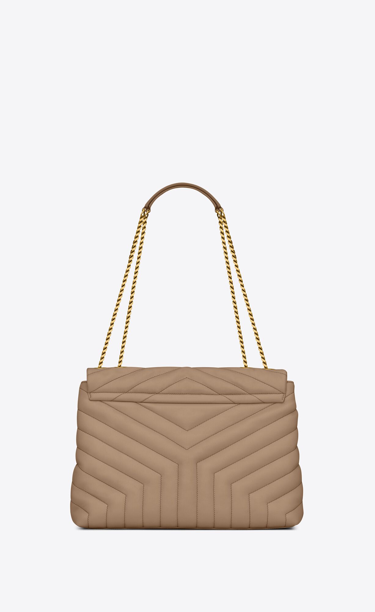 YSL Loulou Medium Chain Bag In Quilted "Y" Leather Greyish Brown | 8509347-MK